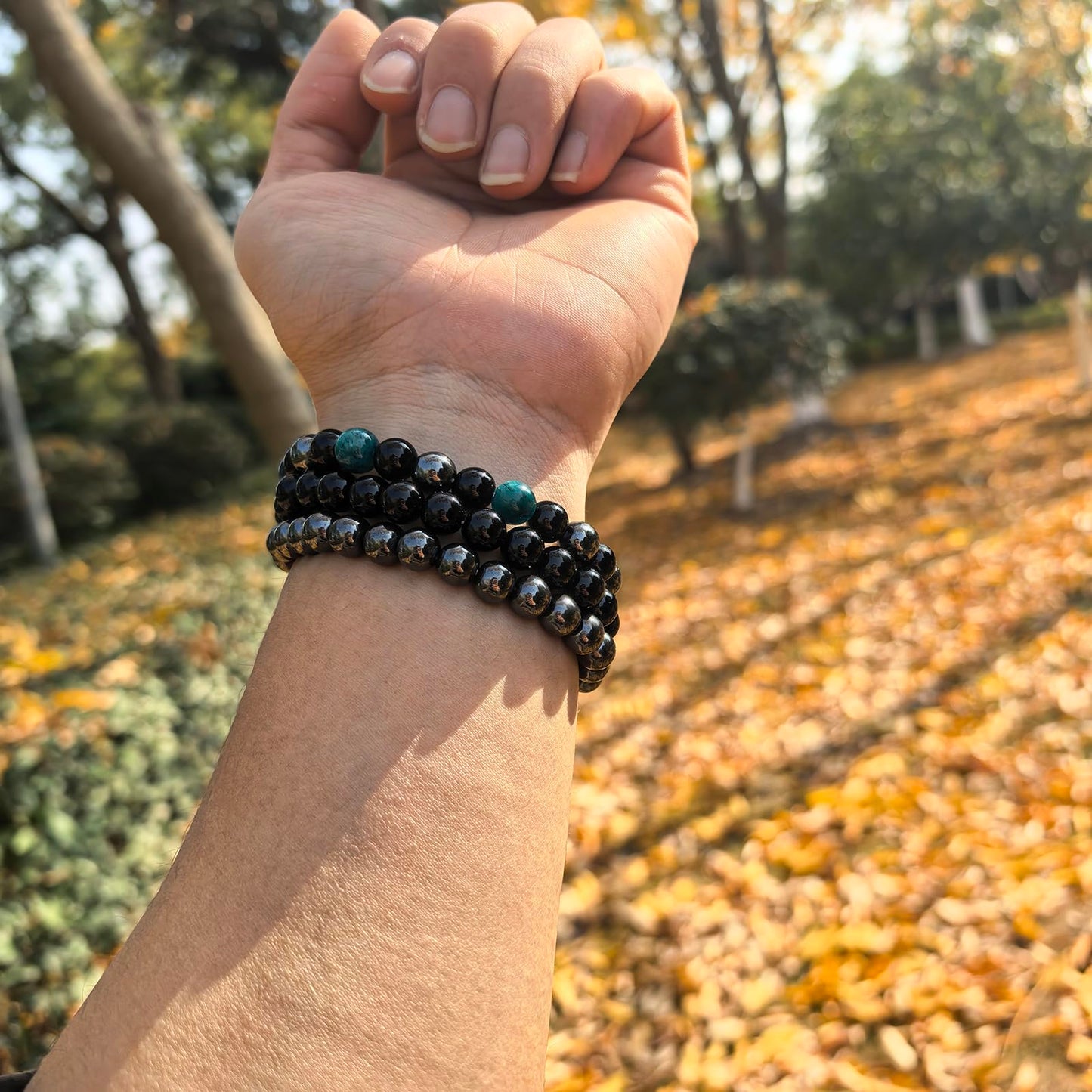Crgwxzl Healing Crystal Bracelets for Women 8mm Natural Stone Beaded Stretch Bracelet Blue Tiger Eye Black Obsidian Hematite Spiritual Gemstone Lucky Jewelry Gifts