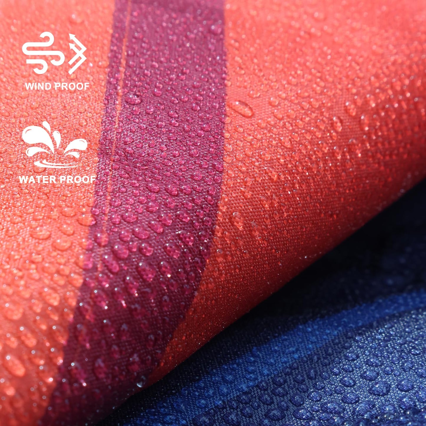 zzlamb Hooded Stadium Camping Blanket,Waterproof Outdoor Blanket Polar Fleece,Warm Windproof Portable for Stadium,Picnic,Sports,Beach,Car,Pets,56x75in Blue Mount Red Sun