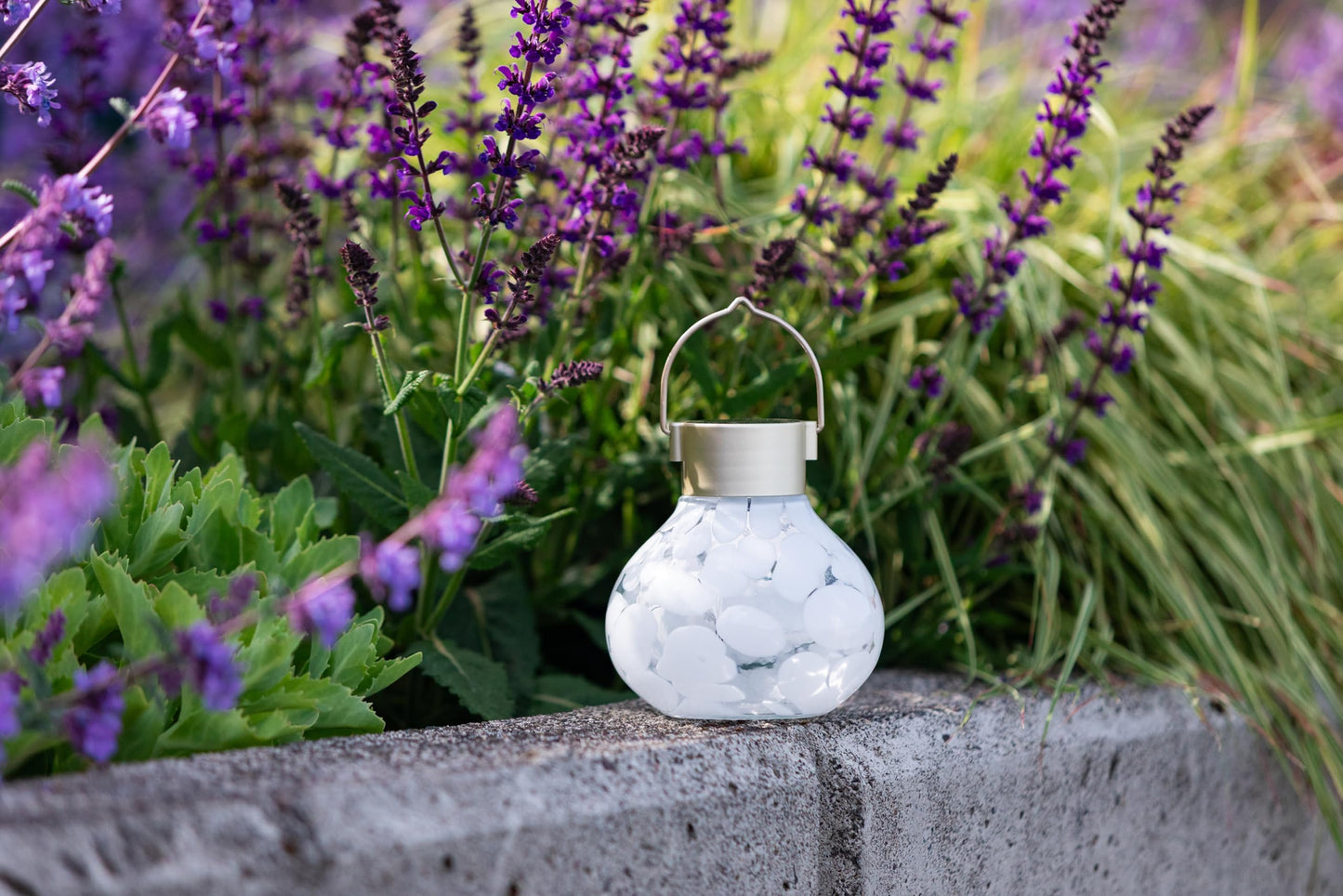 Allsop Handblown 5" Outdoor Solar LED Tea Lantern - White