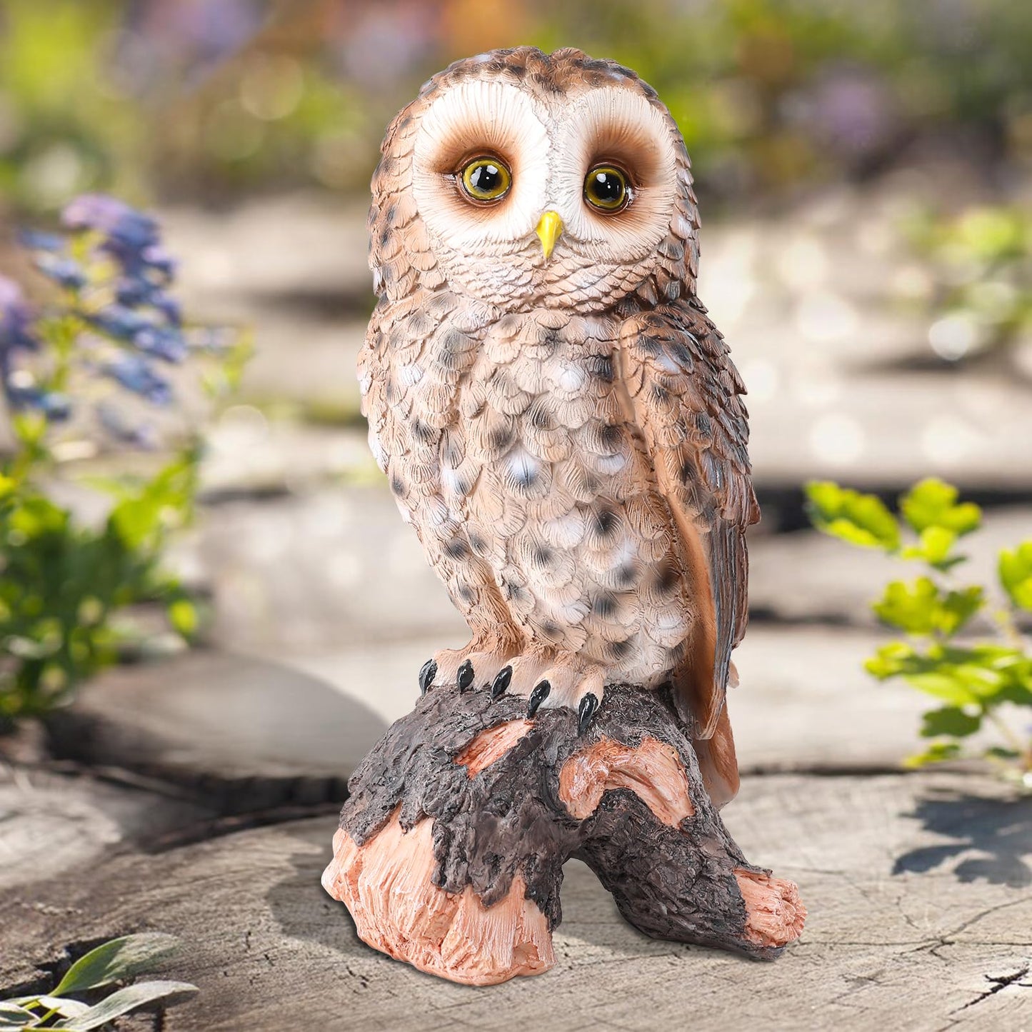 WONDER GARDEN Owl Statue Decor, Outdoor Resin Owl Figurine Sculpture for Home Outside Porch Patio Lawn Yard Decorations or Housewarming Gifts