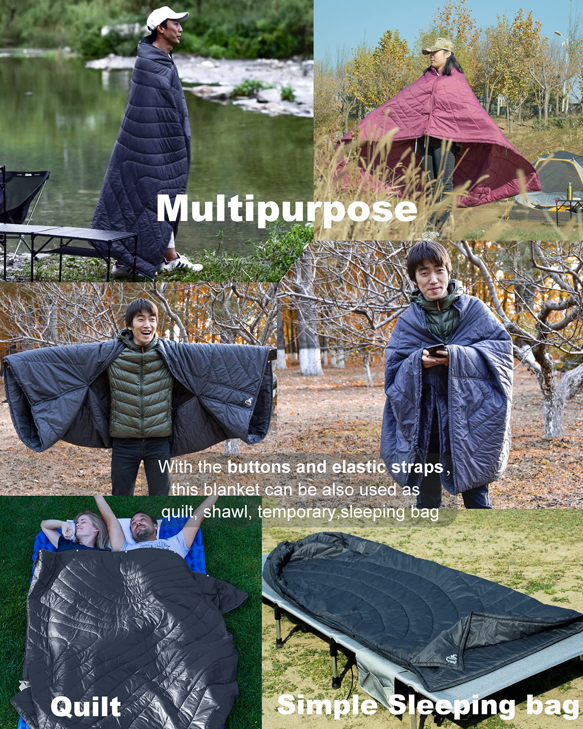 iClimb 3M Thinsulate Insulation Warm Camping Blanket Ultralight Compact (Dark Grey, 1 lb)