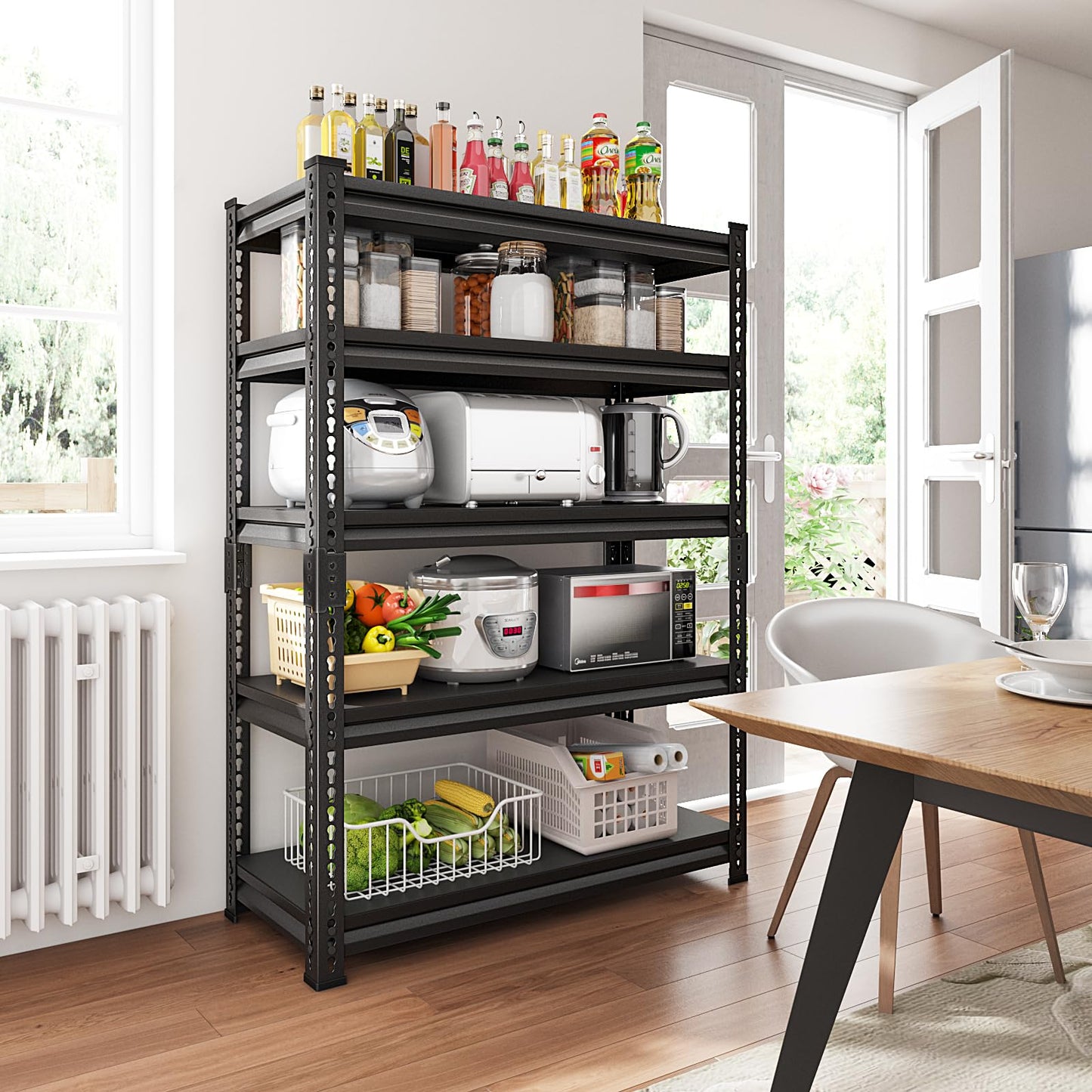 Rufokisa 5-Tier Garage Shelving Heavy Duty, 72" Metal Shelving Unit - 2250 lbs Load Capacity, 40"W x 18"D x 72"H (Black)
