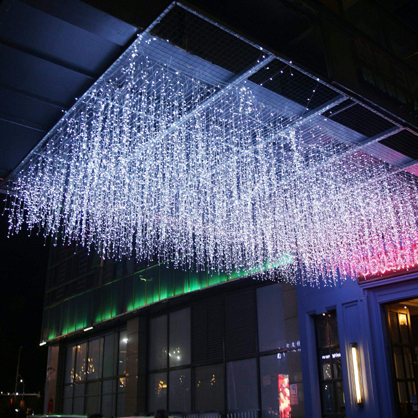 GTSYDING LED Icicle Lights, 13FT 96 LEDs 8 Modes Window Curtain Extendable Fairy Christmas Ceiling Dangling Hanging Twinkle Memory Lights for Party Home Decorations Outdoor Indoor (Cool White, 4M)