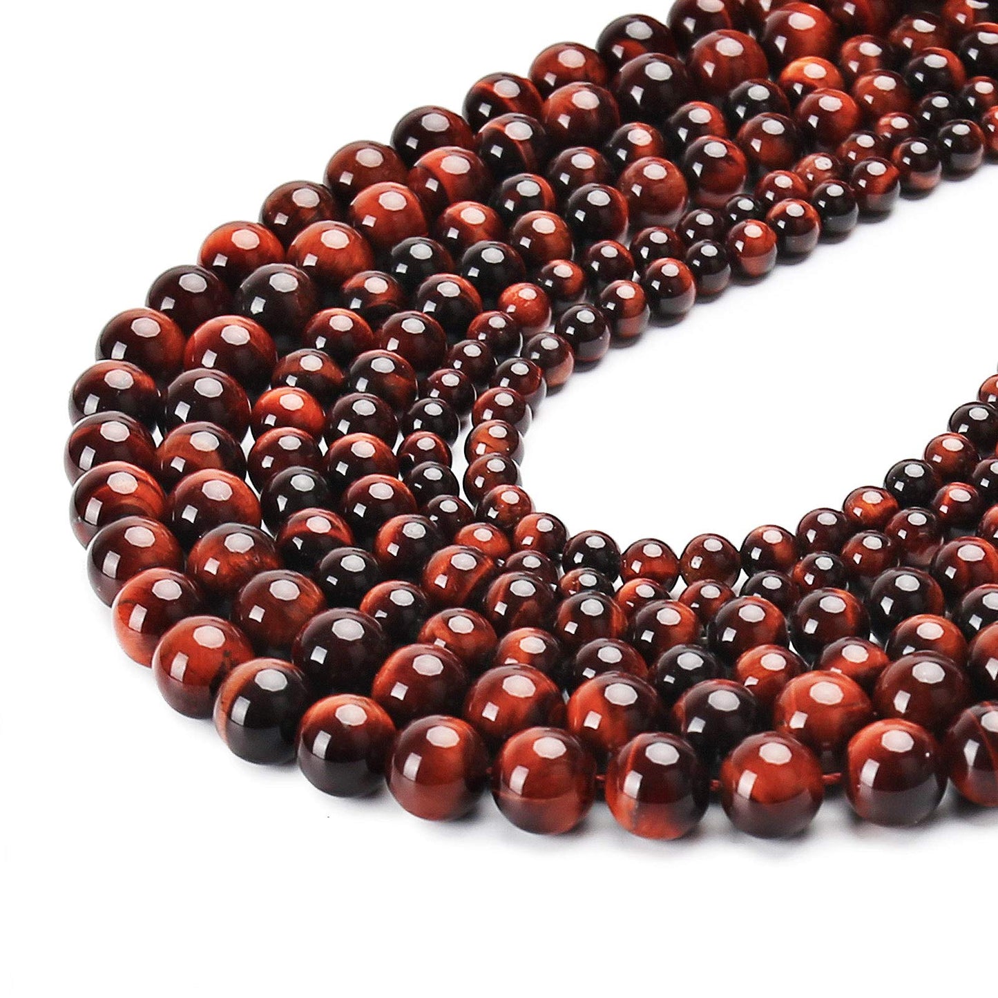 Natural Red Tiger Eye Beads, Grade AAA Gemstone Round Loose Beads 10MM 40PCs Bulk Lot Options, Semi Precious Stone Beads for Jewelry Making