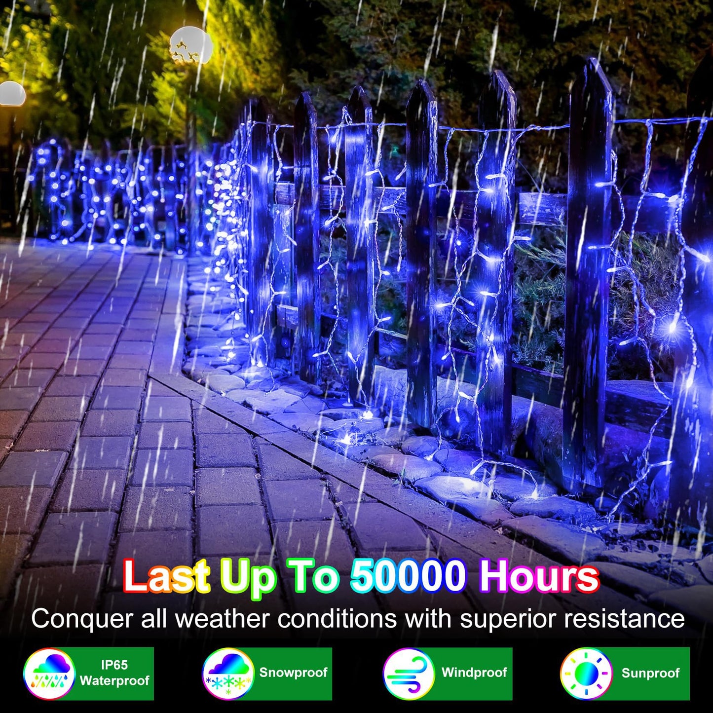WUXYIYANG 82FT 810 LED Outdoor Christmas Lights - 180 Ice Drops, 12 Pro Modes with Timer Memory & Brightness, Waterproof Hanging Ice String Light for Holiday Wedding Garden Fence House Decor (Blue)