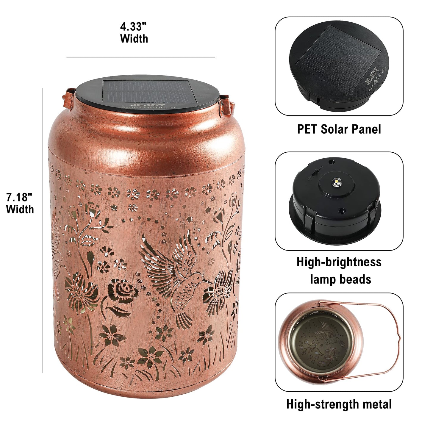 JEJOT Hummingbird Solar Lanterns Outdoor Waterproof, Mothers Day Gifts, Birthday Gifts for Women Mom Grandma,Metal Hanging Solar Lantern for Yard,Garden,Porch Landscape Deconrations-1 Pack