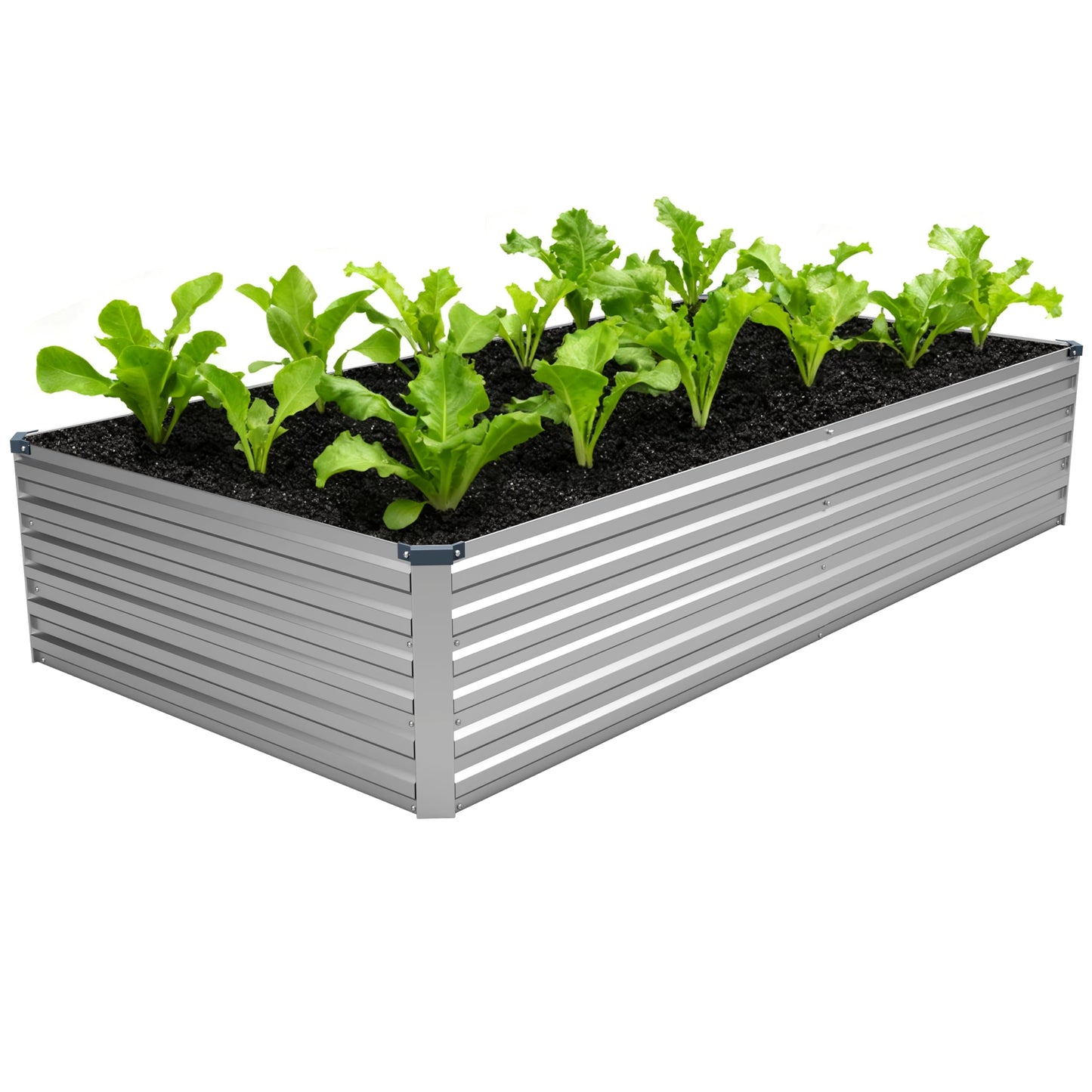 DIIYIV 8x4x1.5FT Galvanized Raised Garden Bed,Vegetable Boxes-Rectangle Metal Flower Box,Large Planter Raised Beds Outdoor Garden for Planting,Fruit,Herb-Silver