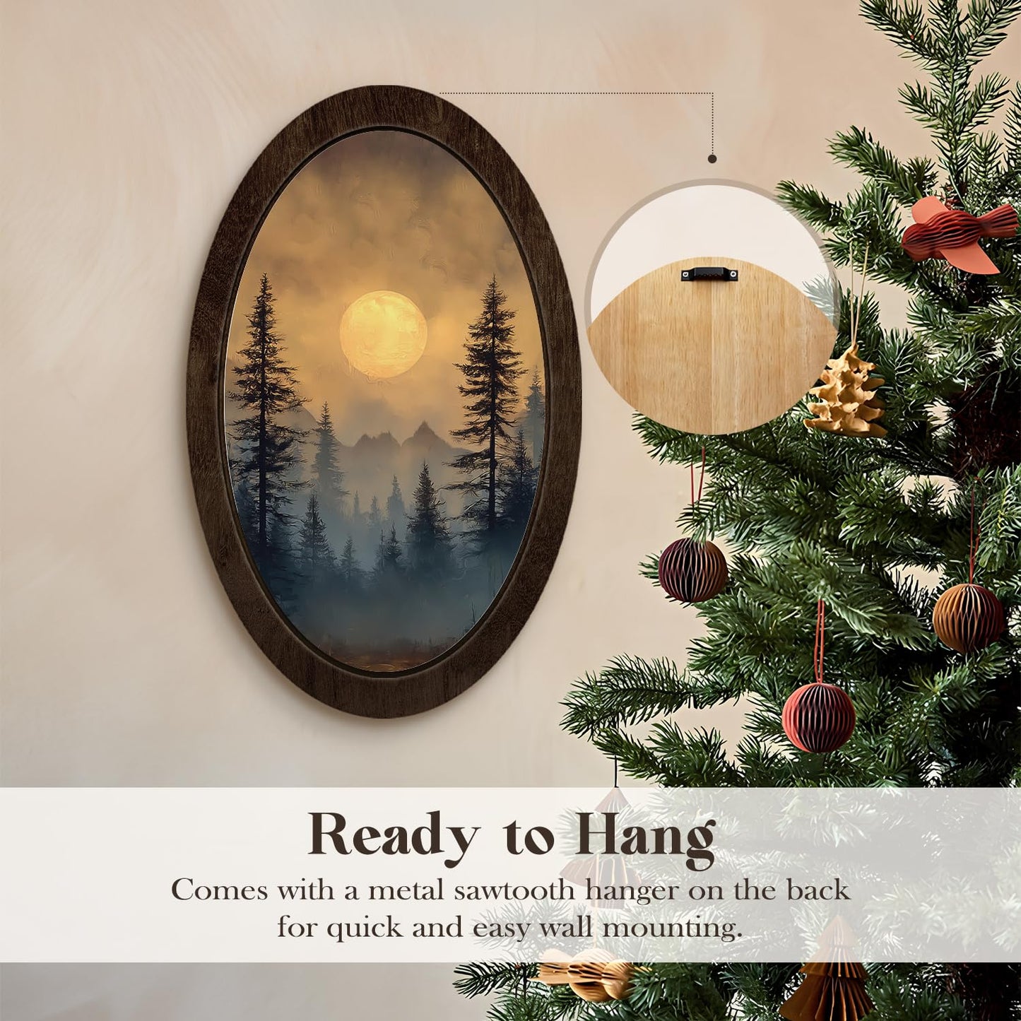 Wheatwin Celestial Room Decor, Moody Dark Academia Sunlight Sunshine Oval Wall Art Hanging Decorations for Home Bedroom Living Room, 14.56x9.05 Inch