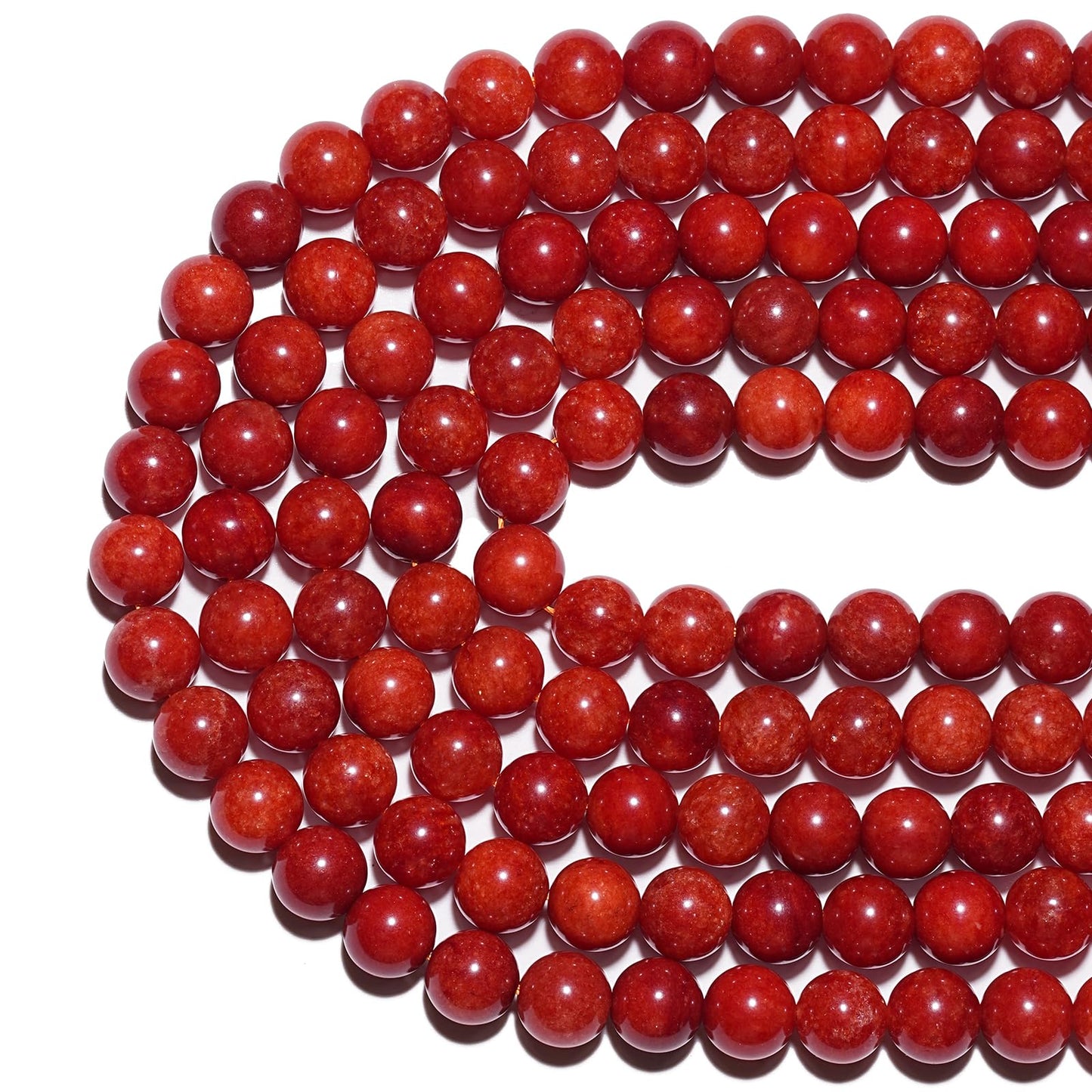 8mm Natural Red Coral Gemstone Beads Polished Round Smooth Stone Beads for Bracelets Jewelry Making 15inch Loose Beads