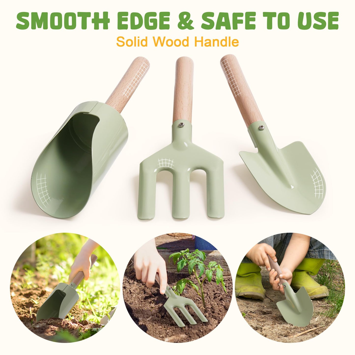 ROBOTIME Kids Gardening Tools, 17 PCS Toddler Gardening Set, Children's Gardening Tools, Metal Kids Gardening Set All in One Kit, Gardening Tools for Kids Outdoor Toys Gift for Boys and Girls