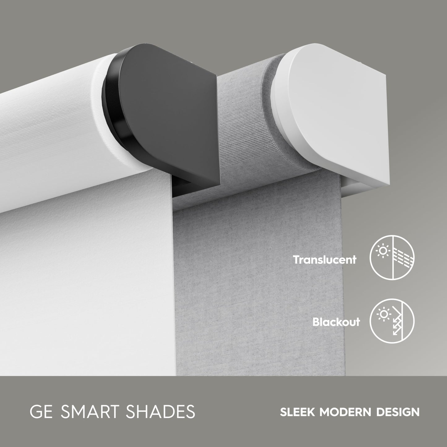 GE Smart Shades, Rechargeable Battery Roller Shade with Remote Control, Translucent White Fabric, White Hardware, 24-in Wide, 1 Count