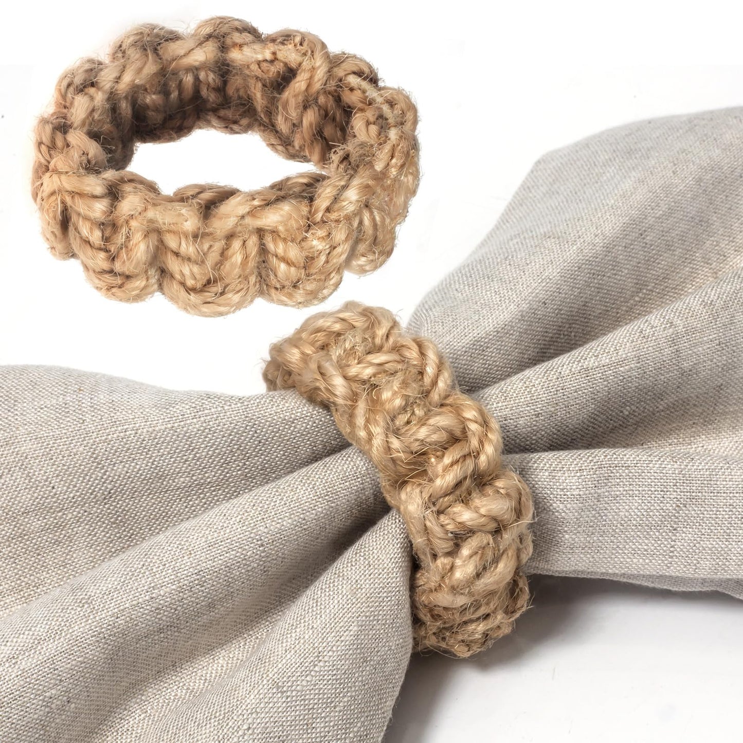 Boho Napkin Rings Set of 6, Handwoven Natural Jute Napkin Rings, Boho Style Table Decor, Wedding Decor
