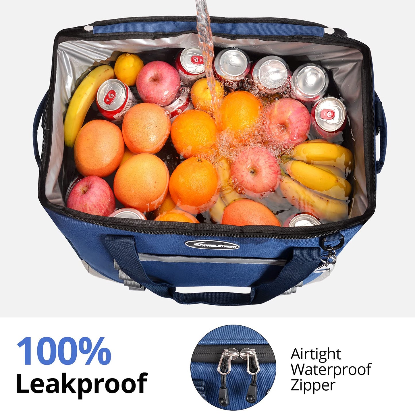 Maelstrom Collapsible Soft Cooler Bag,35/55/75 Cans Beach Cooler with Flip Top Lid, Ice Chest, Leakproof & Portable for Beach, Camping, Road Trips & Grocery Shopping (Blue, 75 Can)