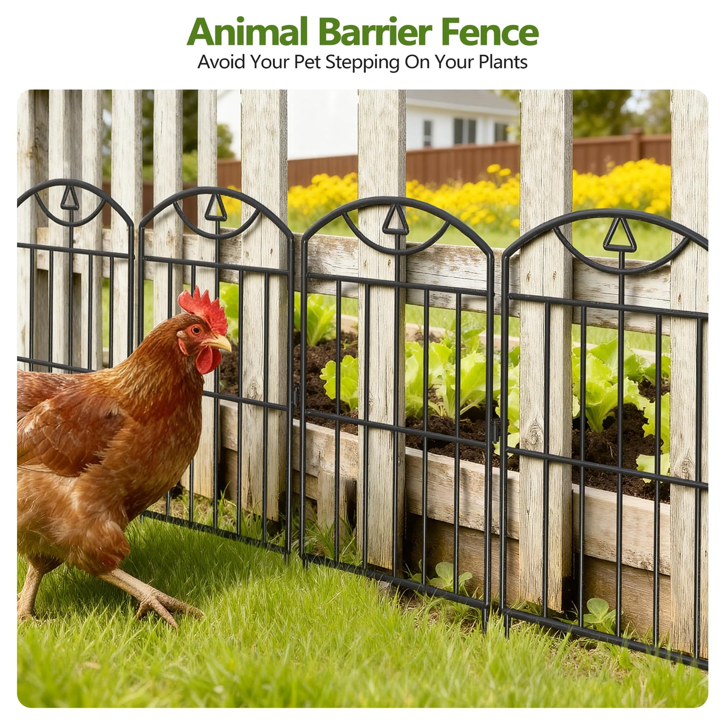 Garden Fence 17in (H) x21ft (L), 20 Pack Rustproof Metal No Dig Animal Barrier, Decorative Garden Border Fence Panels, for Dogs, Flower Bed, Patio