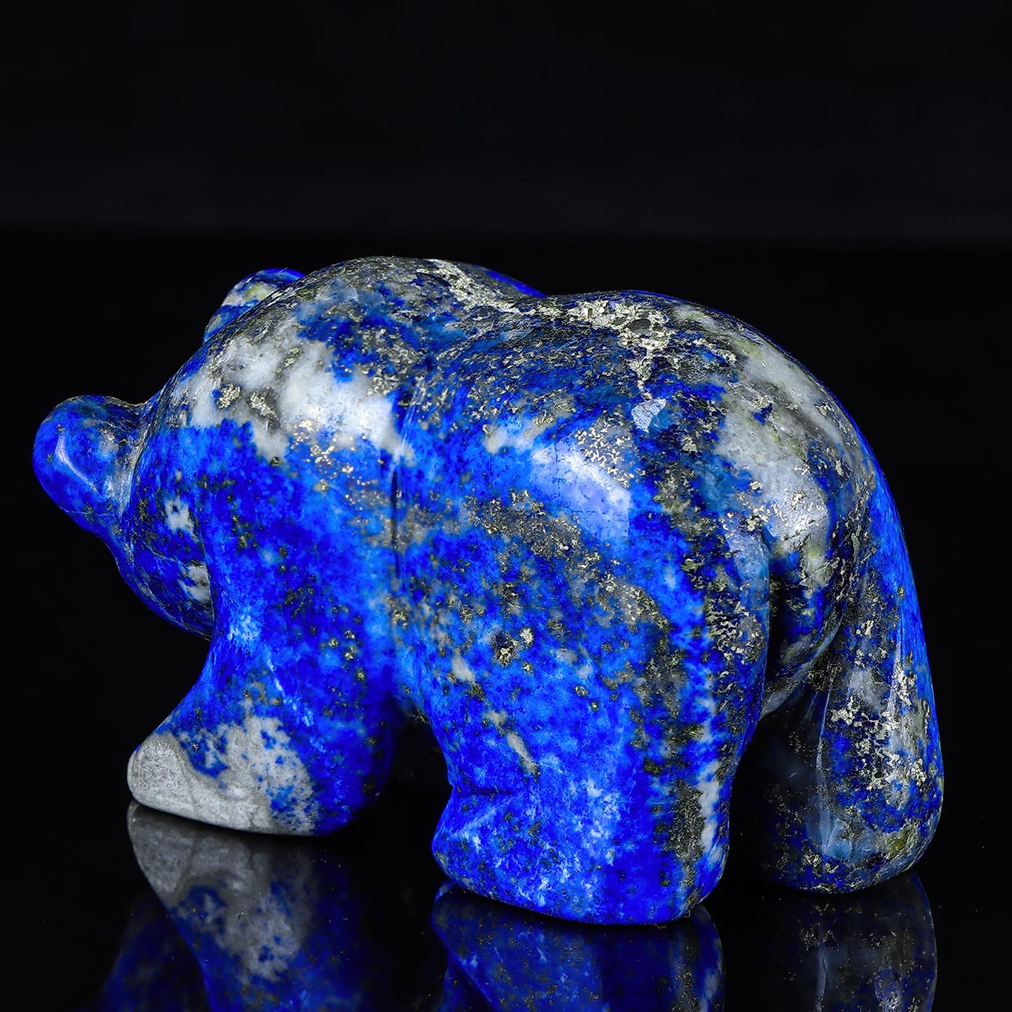 Hxswkk 3" Crystal Bear Figurine Collectibles, Hand Carved Gifts, Animal Sculpture Statue, Home Office Desk Decoration Ornaments (Lapis Lazuli)