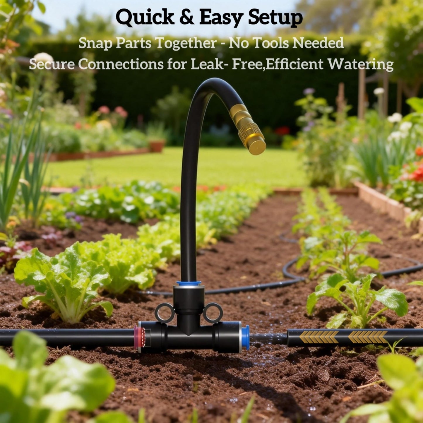 60 Ft Drip Irrigation System for Garden - Drip Irrigation Kit with 19 360°Adjustable Copper Nozzles Hose, Automatic Atomizing Plant Watering Sprinkler System for Yard, Lawn, Greenhouse, Potted