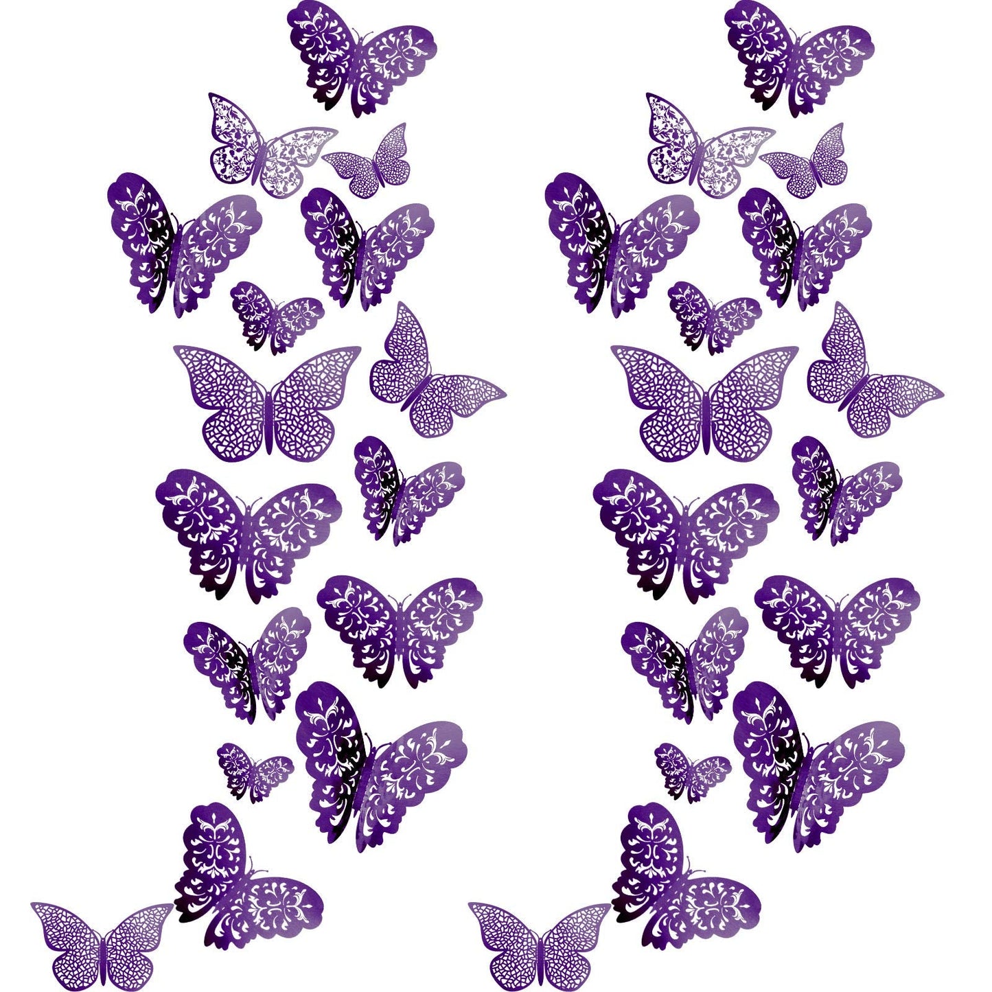 Bememo 72 Pieces 3D Butterfly Wall Decals Sticker Decal Wall Decor Art Decorative Sticker 3 Sizes for Room Offices Bedroom Bathroom Living Room Decor(Purple)