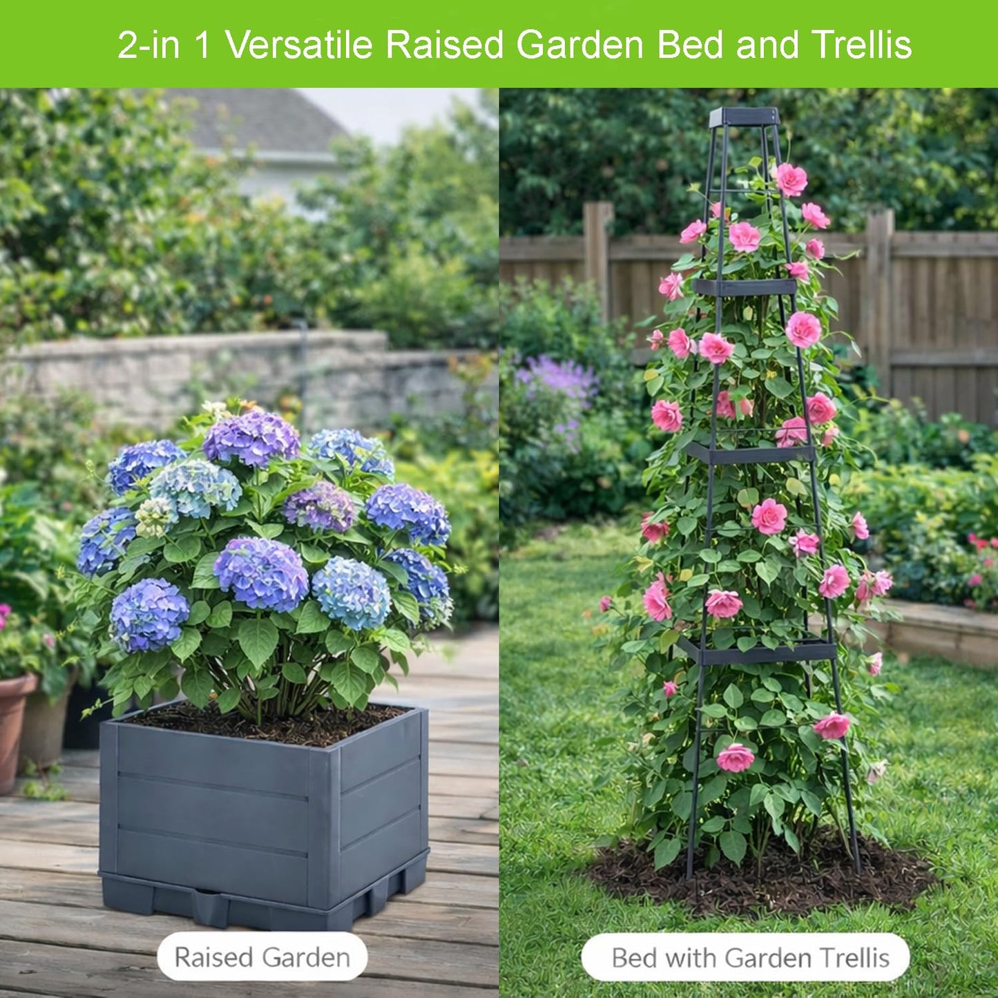osgevei 2 Pack Raised Garden Bed Tomato Planter Box with Trellis, 57" Self-Watering Tomato Cage Planters Box for Climbing Plants Vegetable Vine Flowers,Patio Garden Balcony Outdoor & Indoor (2 Pack)