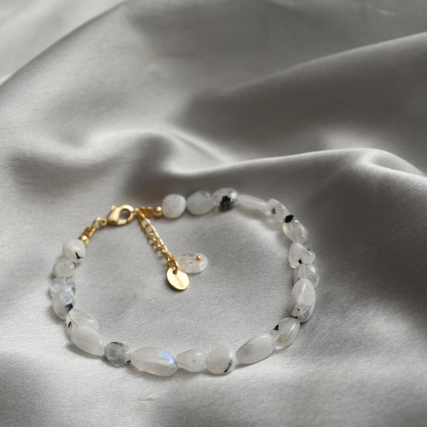 Gempires Moonstone Tourmaline Beaded Bracelets Oval Crystal Gemstone Jewelry Hypoallergenic 8 Inch Gold Plated Dainty Women Fashion Jewelry