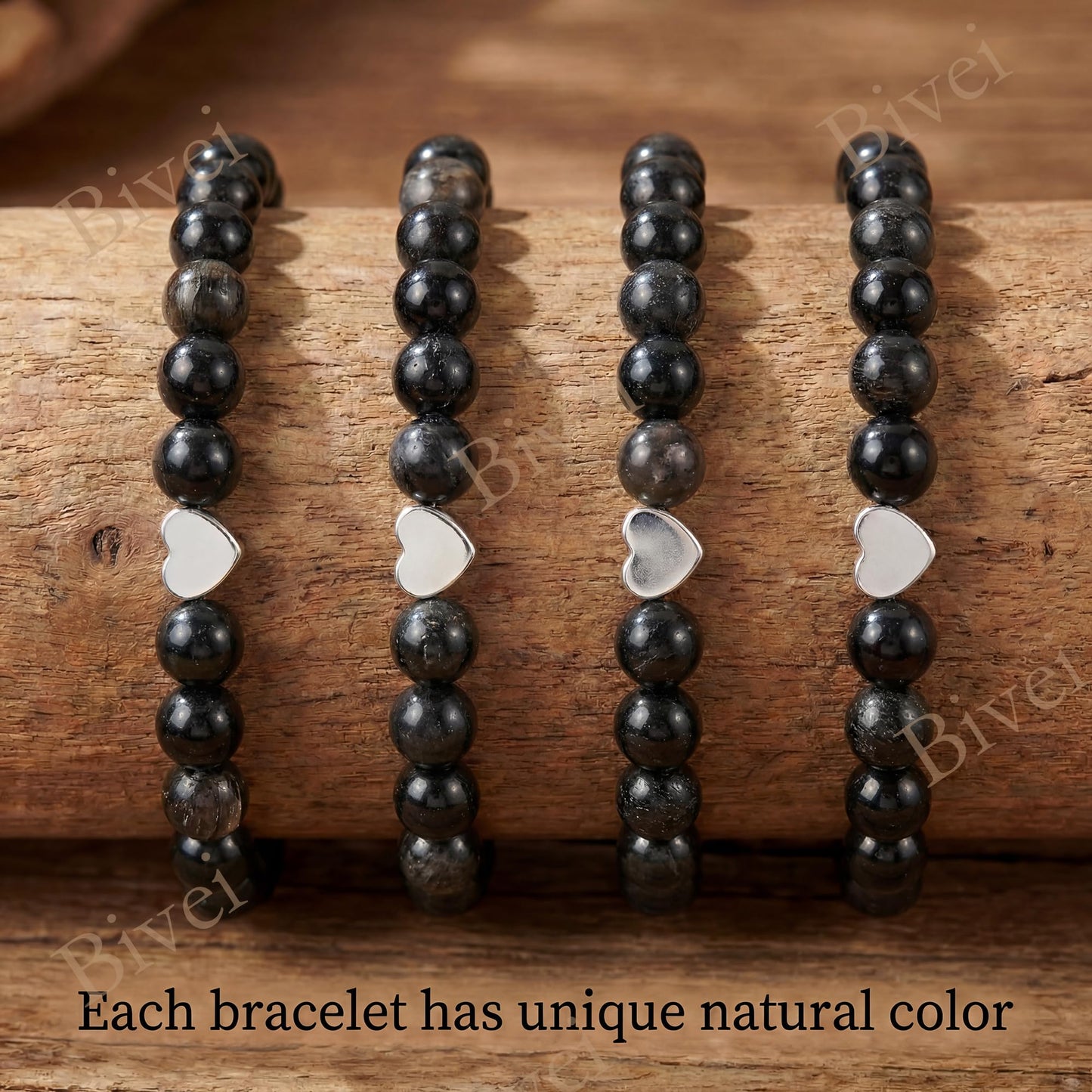Bivei 6mm Black Tourmaline Crystal Stretch Bracelets for Women, Handmade Natural Stone Beaded Bracelet, Yoga Protection Jewelry Gift