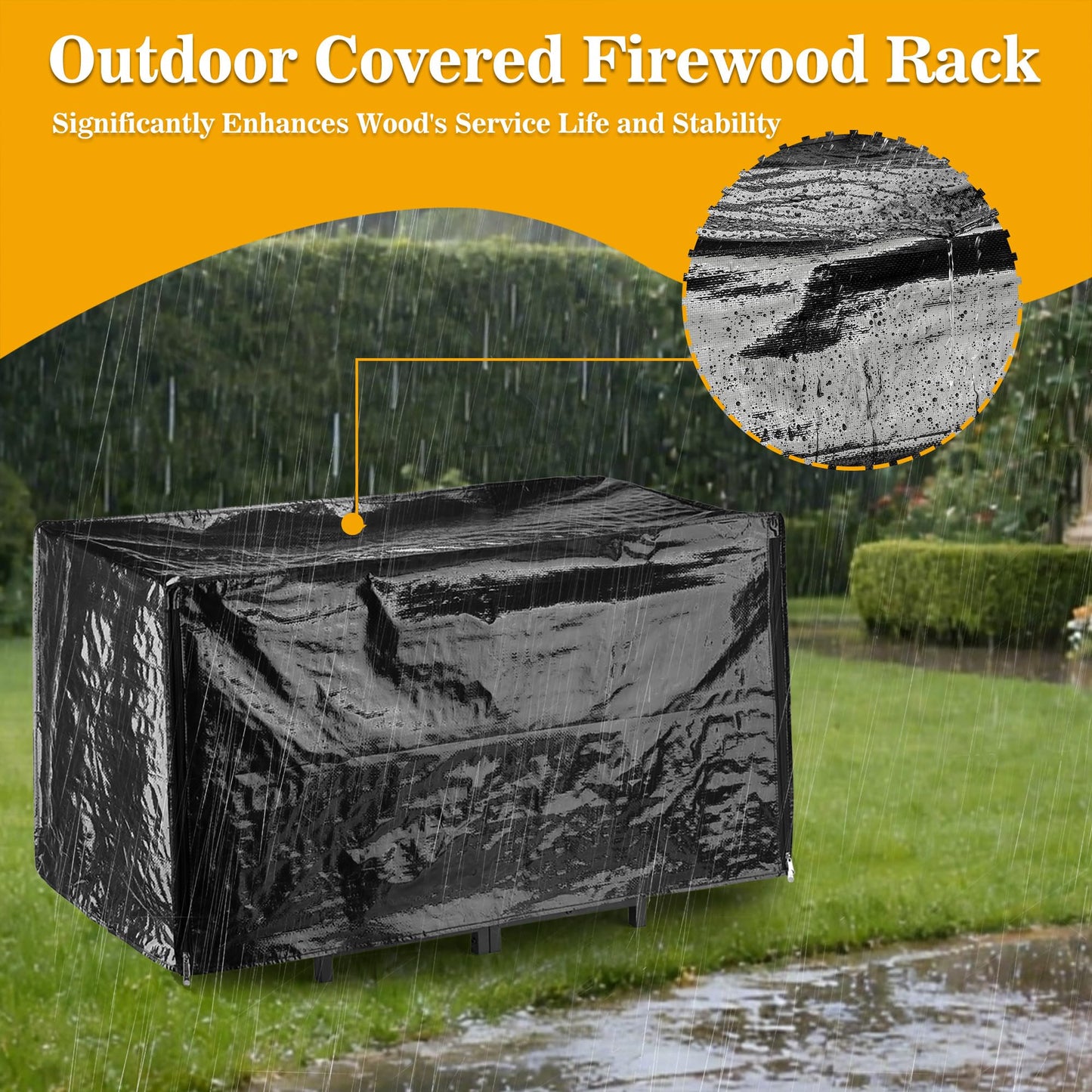 facka 40 Inch Heavy Duty Firewood Rack Outdoor with Cover, Waterproof Log Storage for Fireplace, Indoor & Outdoor Metal Wood Holder, Rustproof