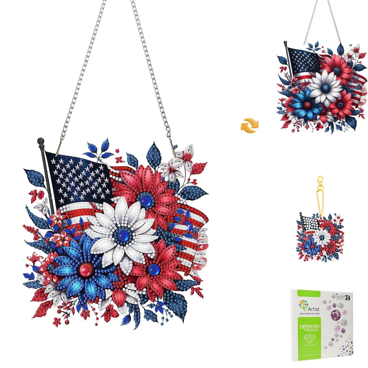 Masendp Diamond Painting Double-Sided Hanging Ornament Set, DIY Irregular Shaped Rhinestone Window Decoration Set, Suitable for Home and Garden Wall Decoration Gifts