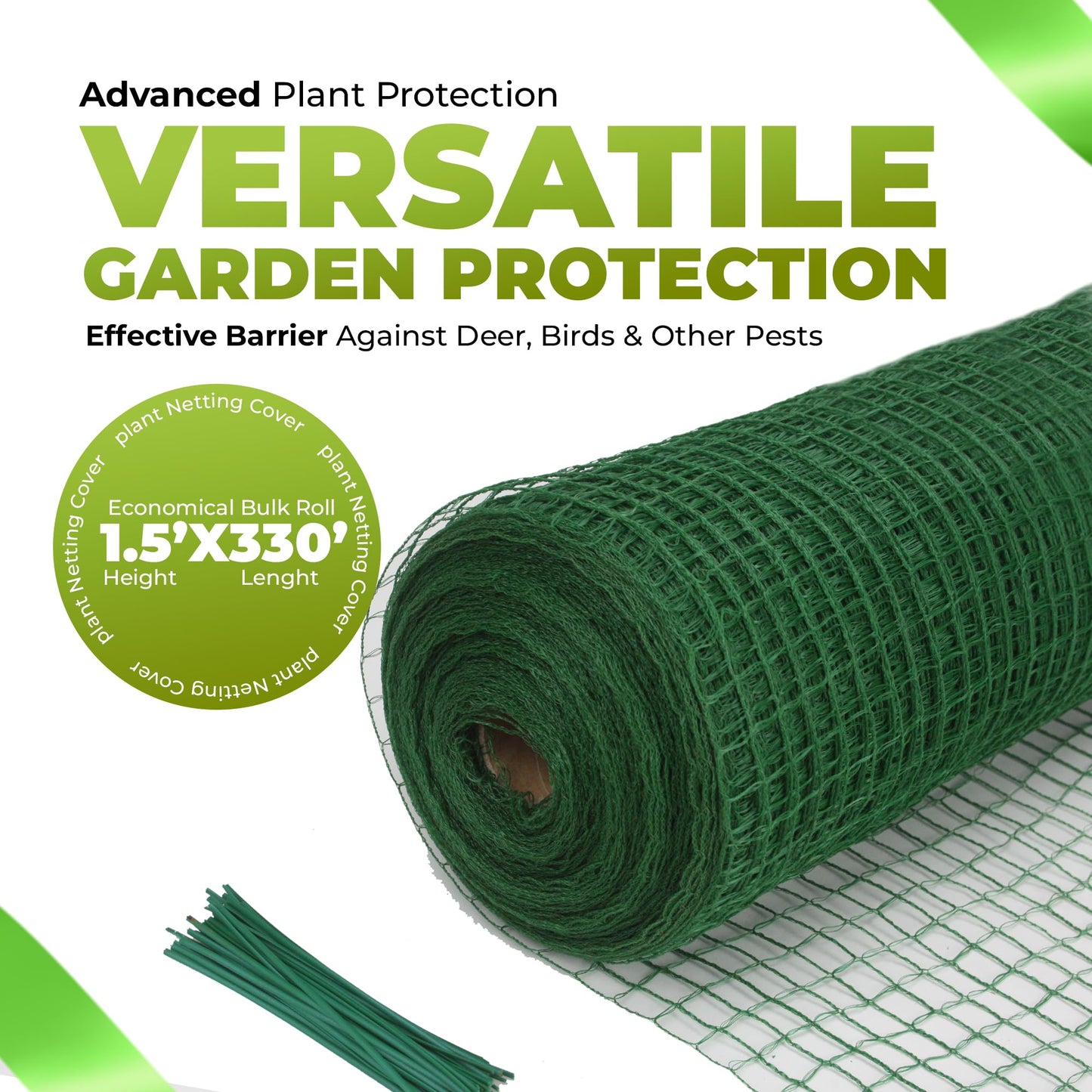 Deer-Terrent Deer Fencing – Heavy Duty Bird Netting, Chicken Coop, Fruit Trees, Plants, Plastic Fence, Bird Screen, Outdoor Cover, Garden Protection, Net Material, 18'x 5'