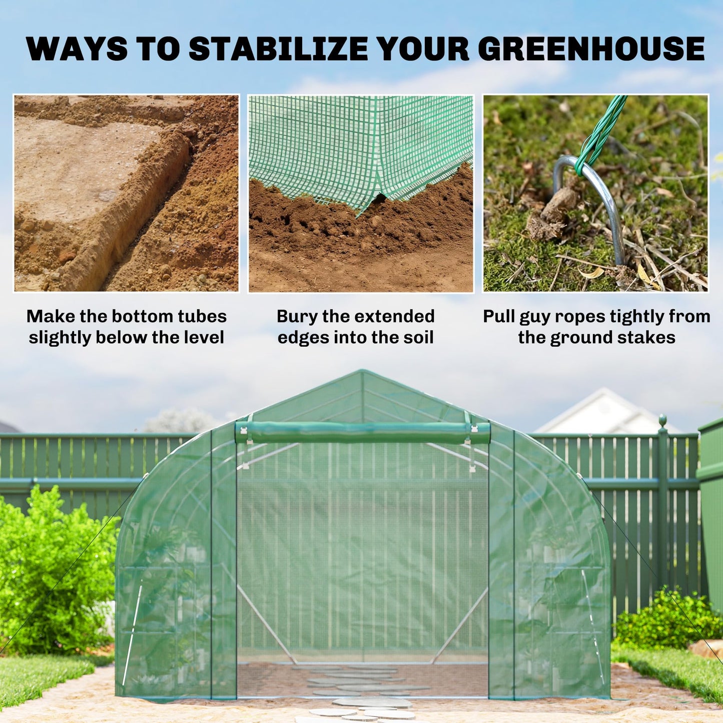 Outsunny 10'x11'x6' Walk-in Tunnel Greenhouse with Shelves, Mesh Door and Windows, Plant Hot House with PE Cover, Outdoor Green House for Patio Lawn Garden, Green