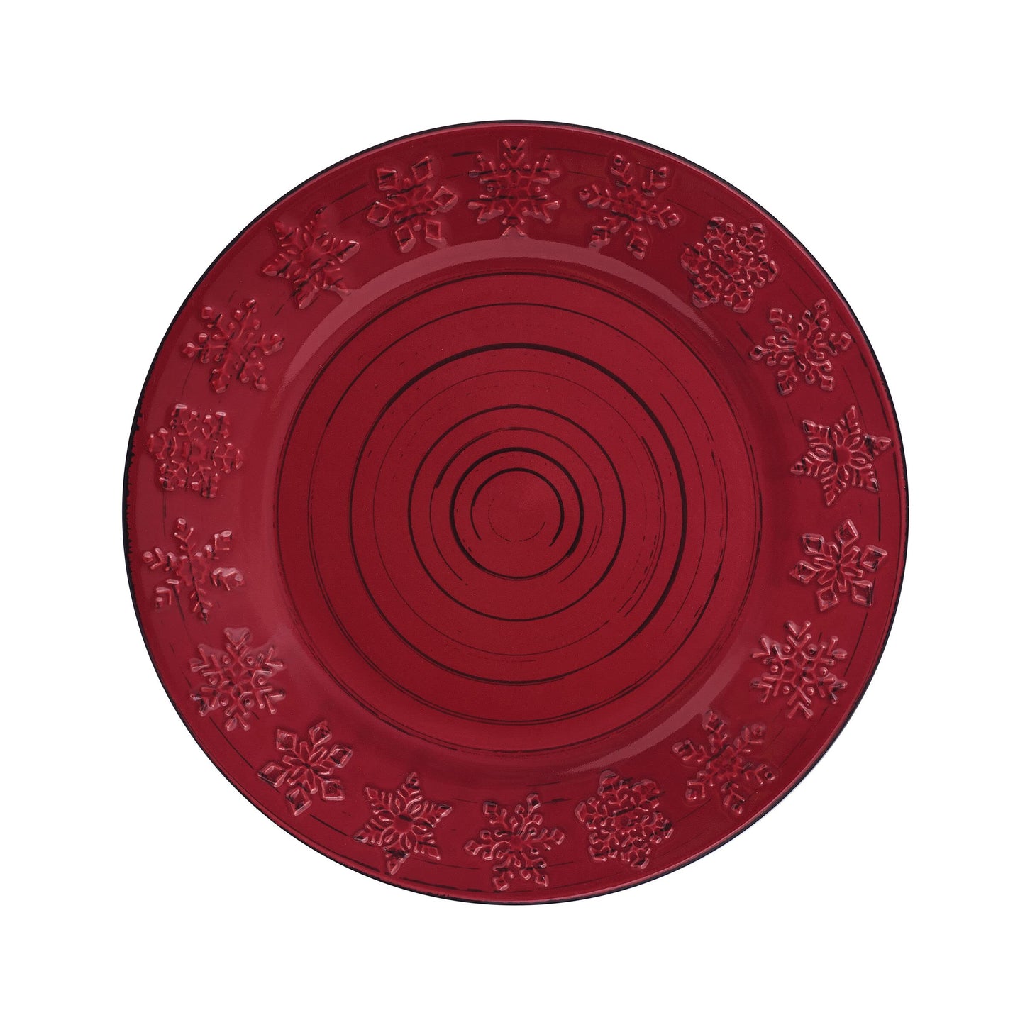 Pfaltzgraff Trellis Snowflakes 12 Piece Dinnerware Set, Service For 4, Red