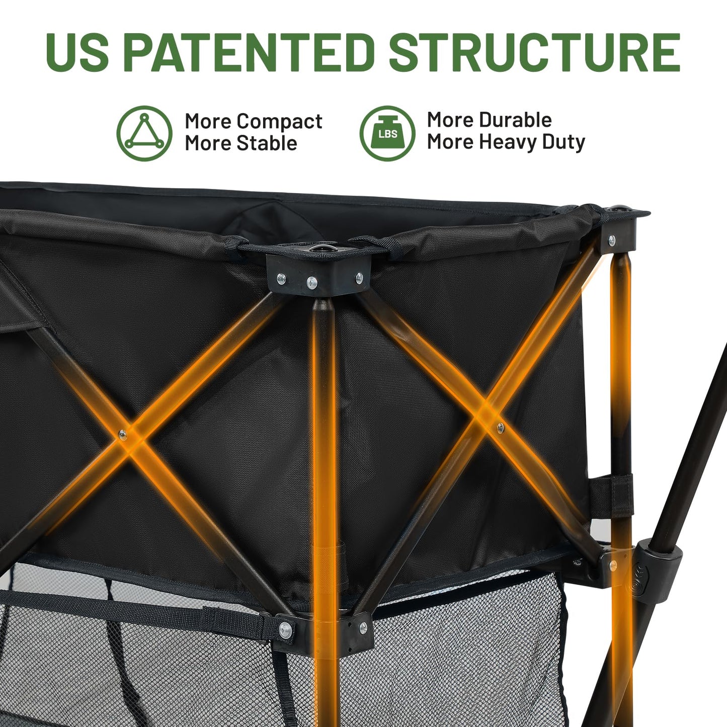 TIMBER RIDGE 400L Large Capacity Folding Double Decker Wagon with Brakes, 54" Extra Long Extender Wagon Cart, 450lbs Heavy Duty Collapsible Cart, All-Terrain Big Wheels for Camping, Sports, Shopping