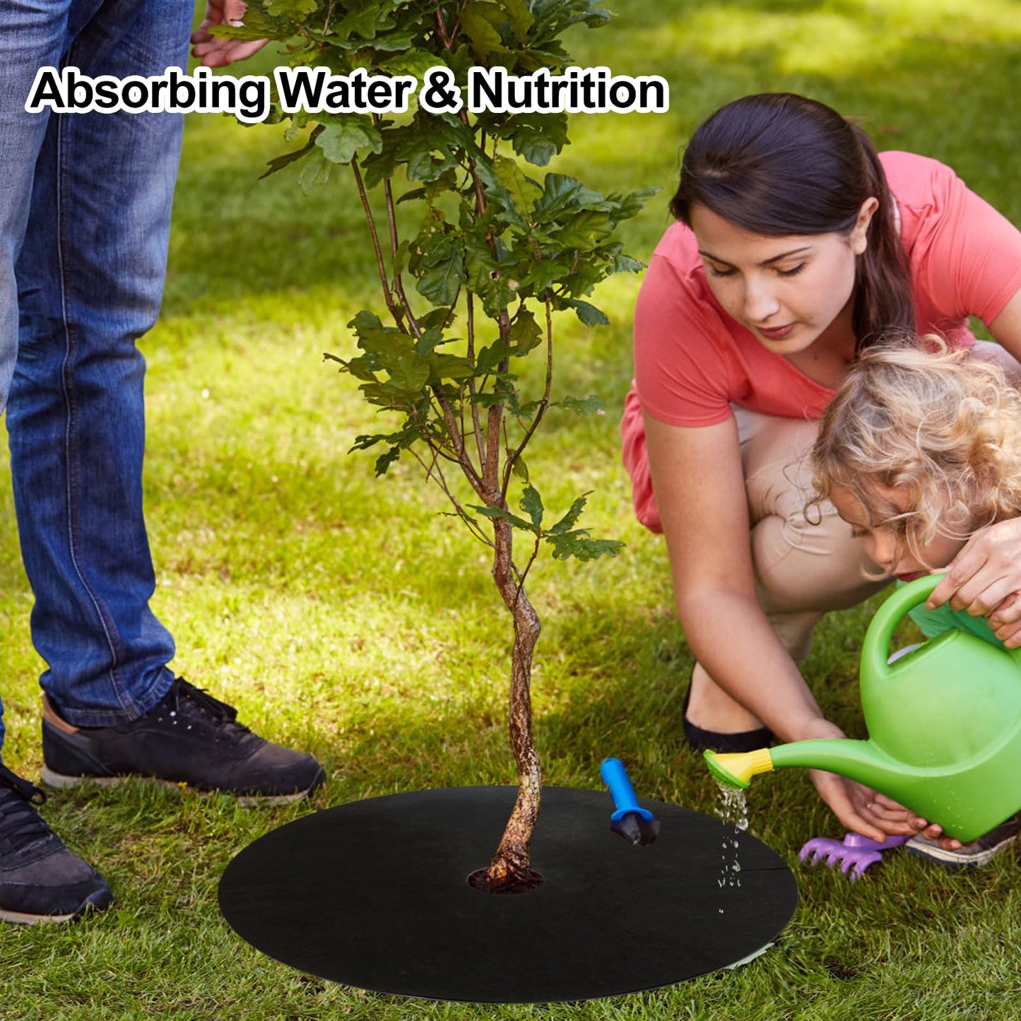 Tezhile 8 Pack Non-Woven Tree Mulch Ring 20.5 Inch, Round Mulch Ring Tree Protector Mat with 20 Garden Stakes, Reusable Heavy Duty Weed Barrier Fabric for Weed Control Root Protection