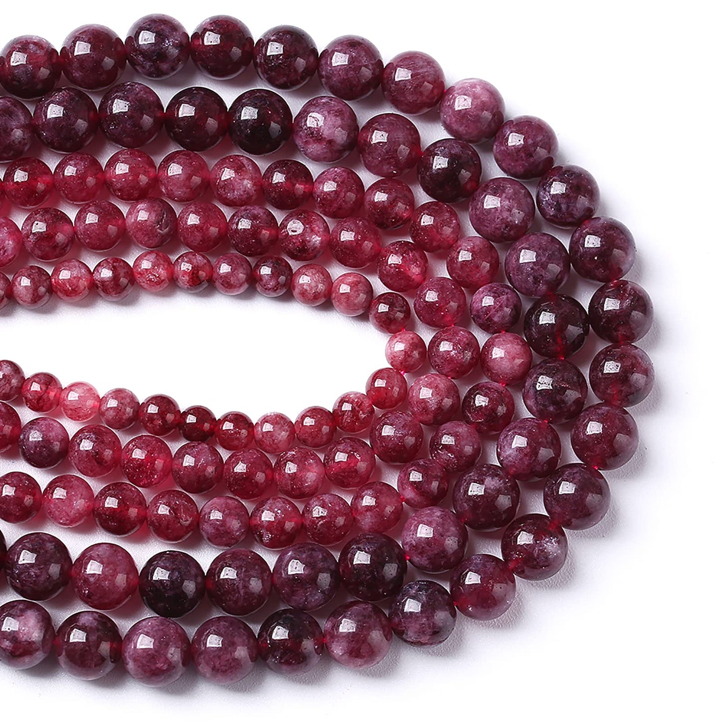 36pcs 10mm Natural Garnet Jade Gemstone Round Loose Spacer Beads for Jewelry Making Healing Energy Stone Beads DIY Bracelets Necklaces 15" (10mm, Garnet Jade)