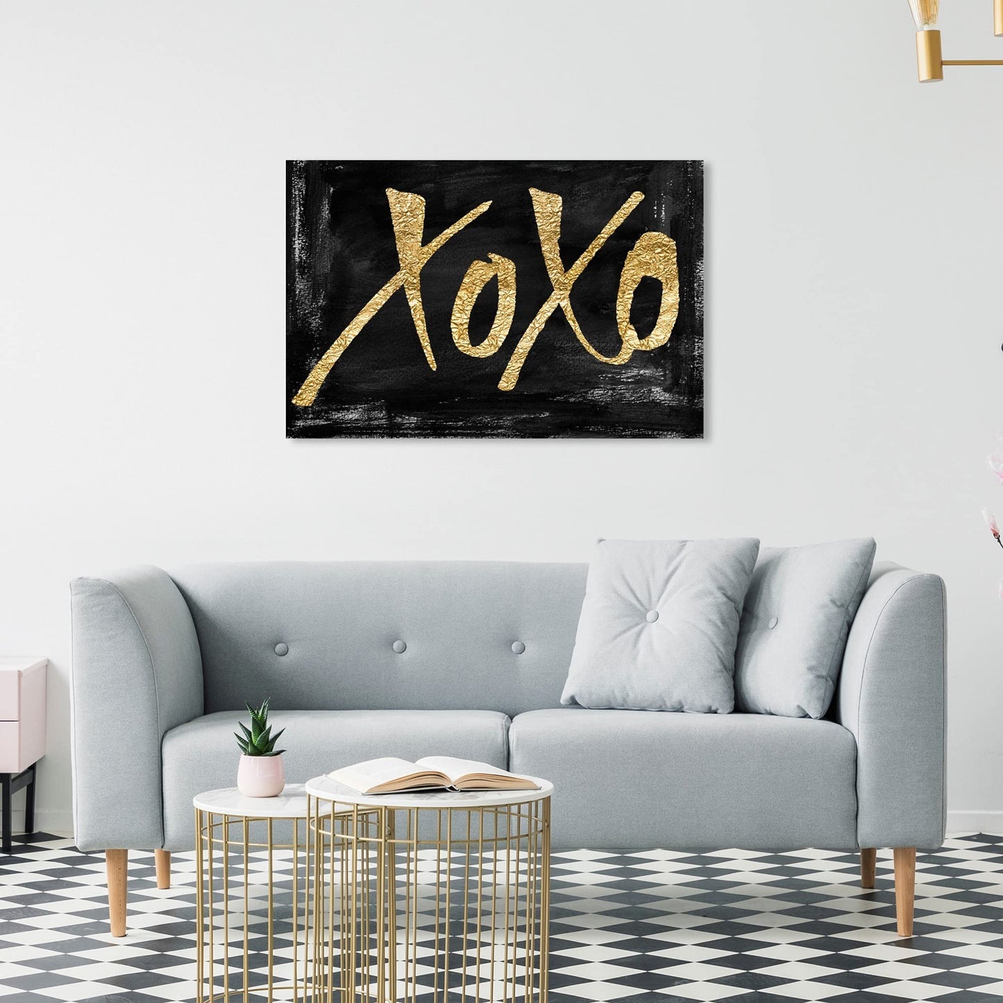 Oliver Gal Typography Wall Art Canvas Prints Quotes and Sayings Black and Gold XOXO Home Décor, 30" x 20", Stretched