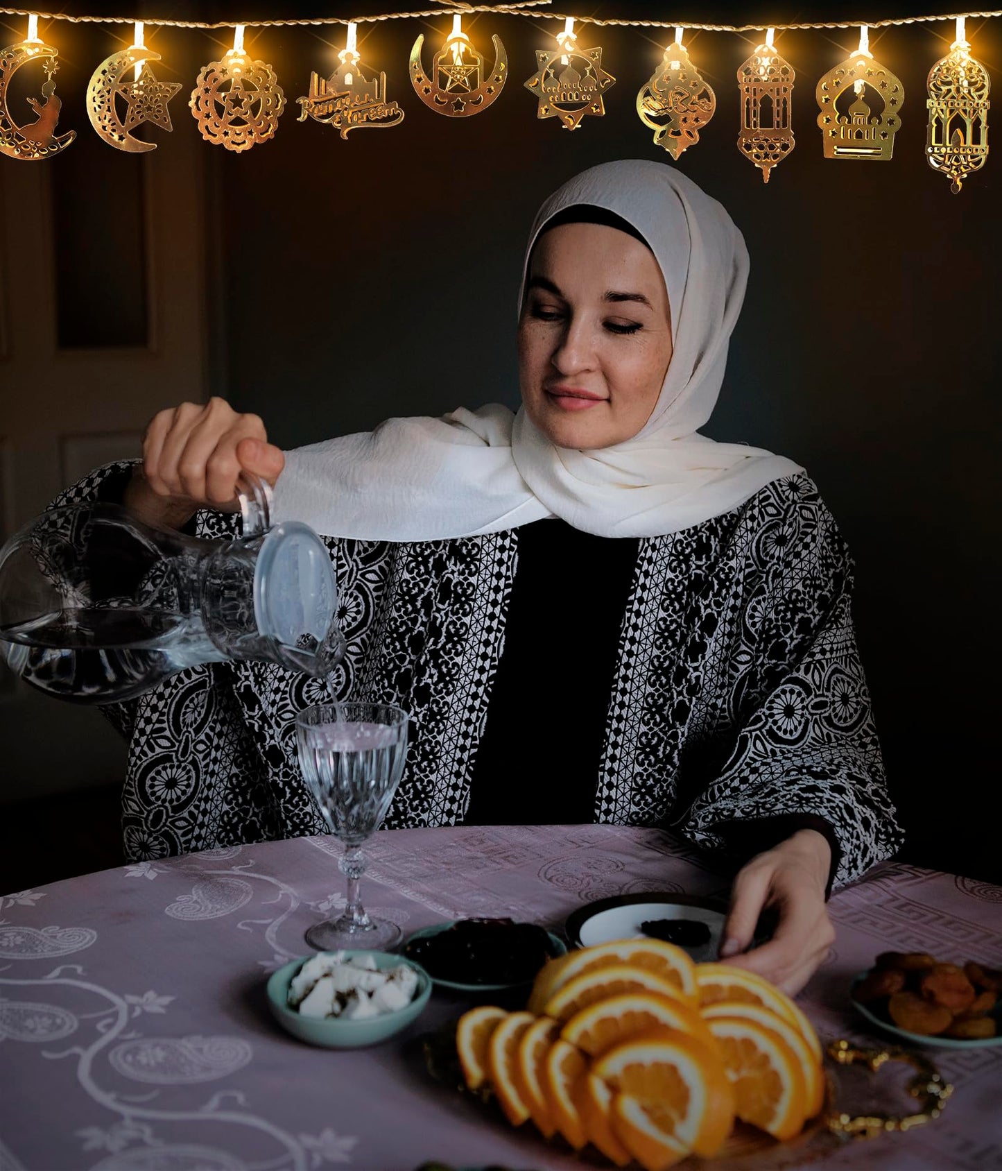 Hying 30 LED Ramadan String Lights Moon Star Eid Lights for Eid Mubarak Decorations, LED Eid Hanging Lantern String Light Battery Operated Ramadan Fairy Lights for Home Ramadan Party Decorations