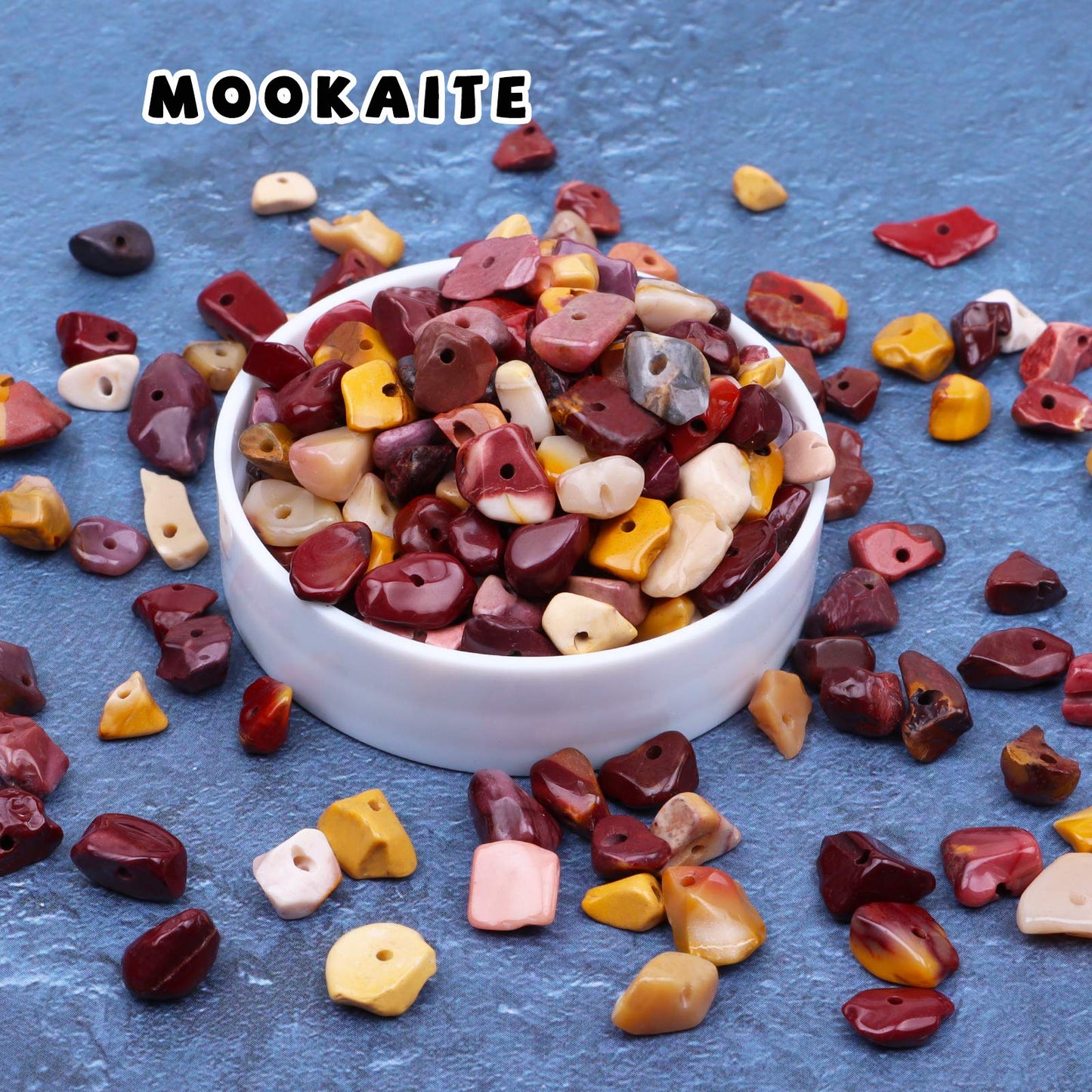500 pcs Natural Chip Stone Beads, Mookaite 5-8 mm Irregular Gemstones Healing Crystal Loose Rocks Bead Hole Drilled for Jewelry Making Bracelet