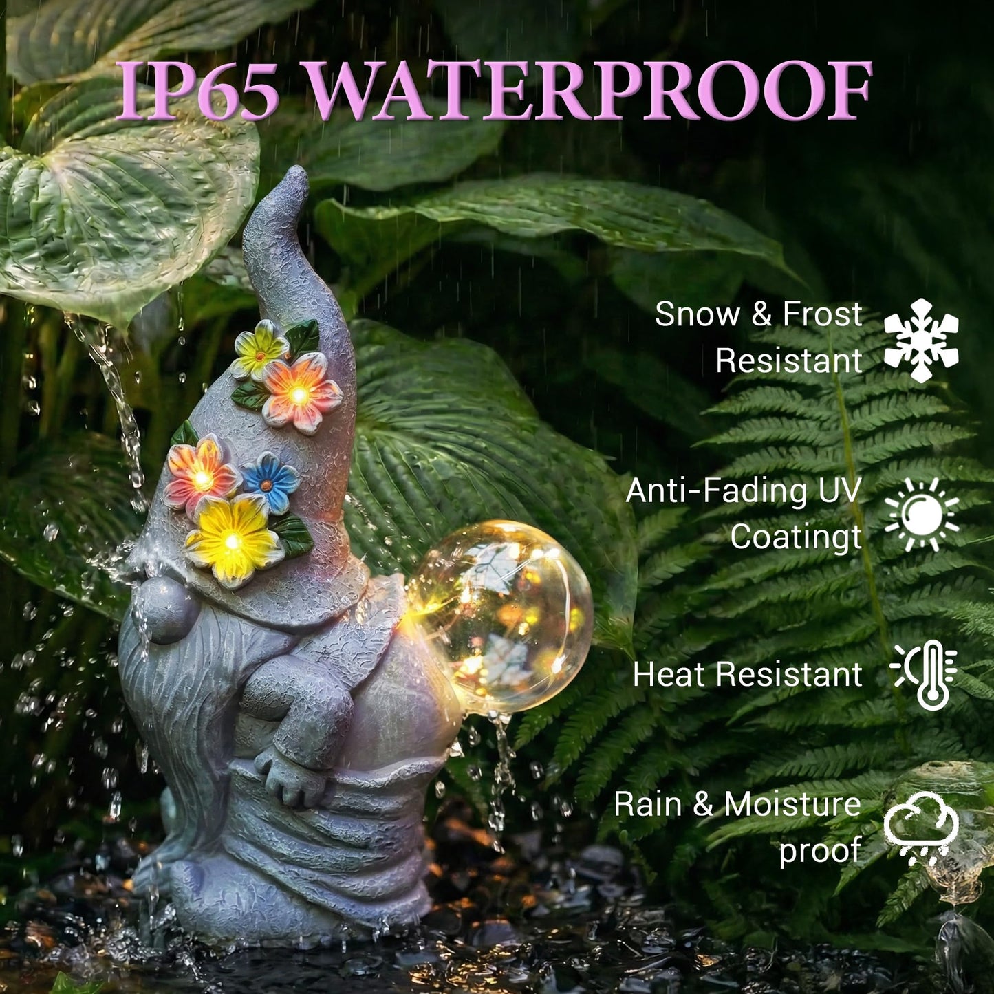 Acgarten Solar Funny Garden Gnome Statue: Outdoor Sculpture Lights for Yard Lawn Porch Balcony Patio Home Decor - Mothers Day Gifts for Mom Women Grandma