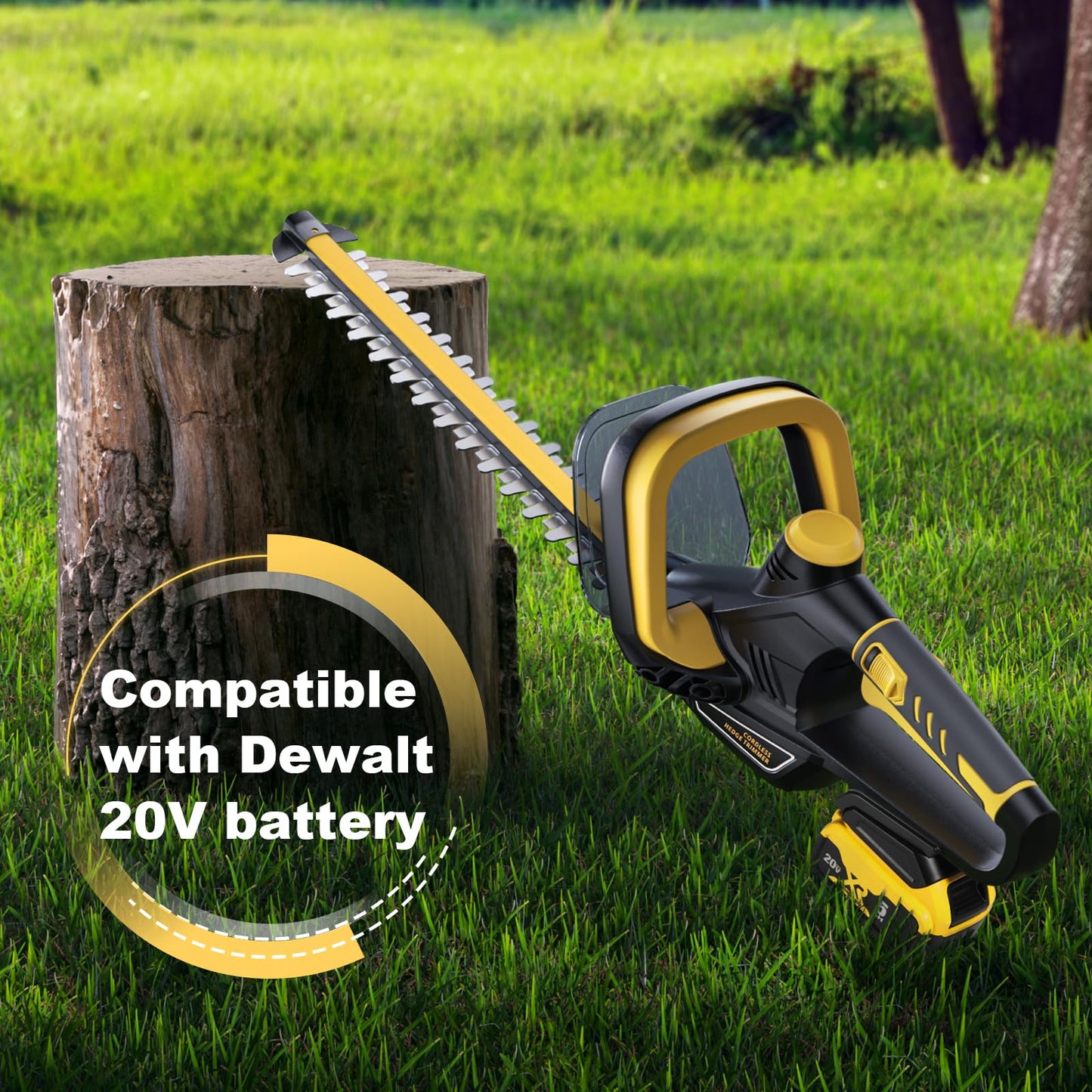22-Inch Cordless Hedge Trimmer (No Battery), Compatible with DeWalt 20V Battery, 180° Rotating Handle, 0.63" Cutting Capacity, 4.4 lbs Lightweight Bush Clipper with Battery Protection