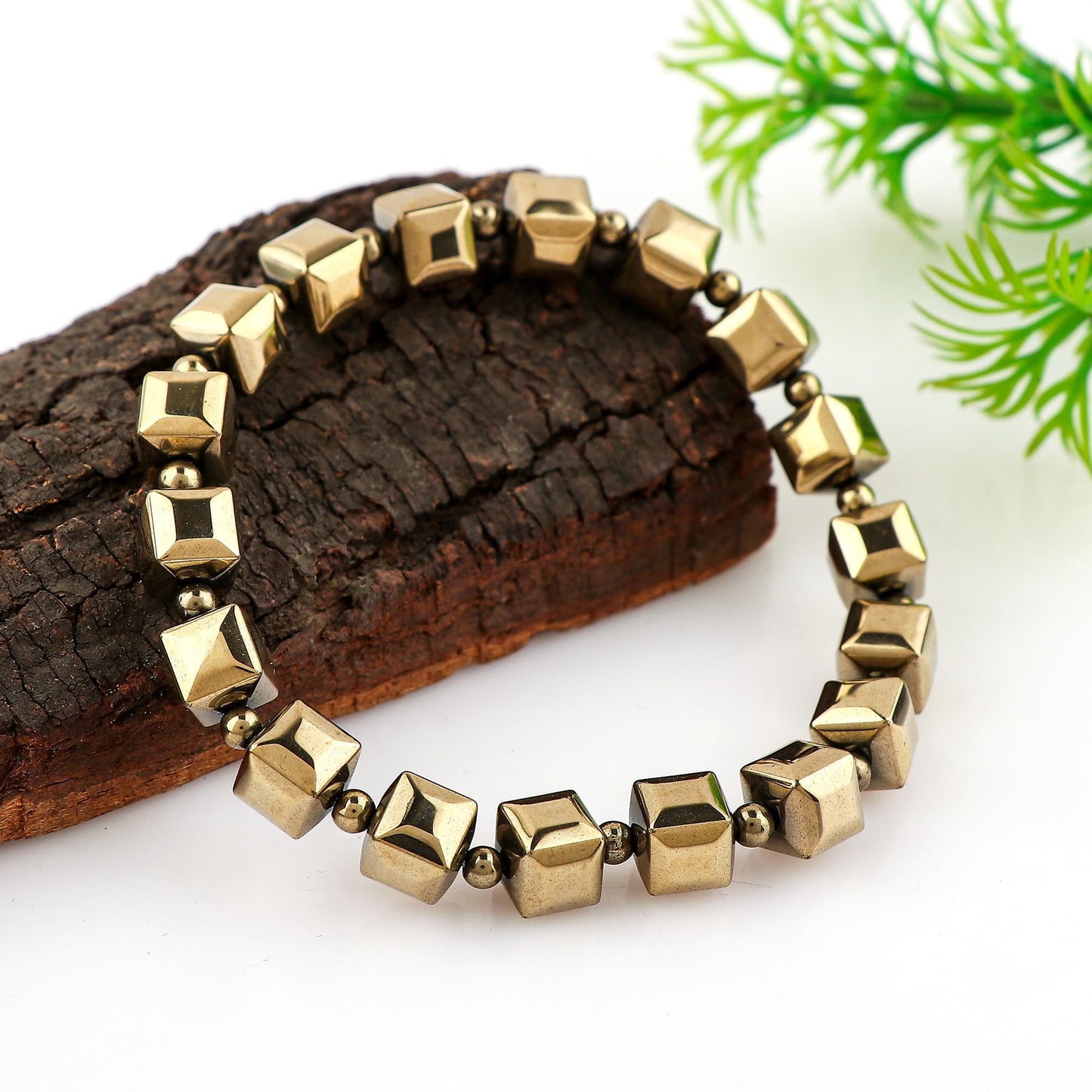 YASHEE Golden Hematite Beaded Crystals Bracelet, Anxitey Relief, Calming Bracelet, Chakra Energy Healing Gemstone, Stretchable Elastic Spiritual Unisex Bracelet, Yoga Crystals, Bohemian Jewelry, Healing Crystals Beads