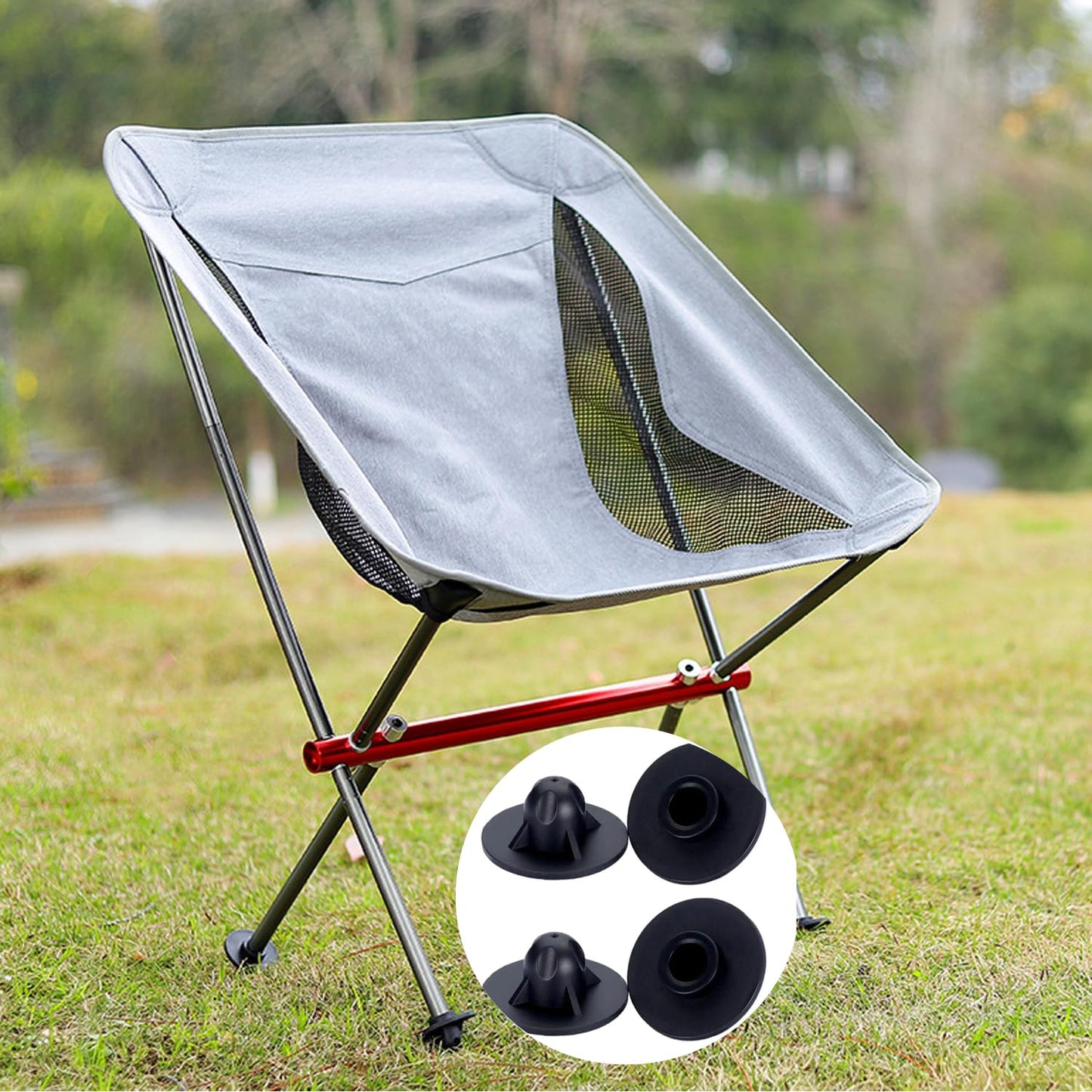 UtySty 4 Pack Camping Chair Feet Replacement Cap Covers Anti-Sinking Tips for Ultralight High Back Folding Camping Chairs Moon Chair Upgraded Frame Leg 13mm / 0.51"