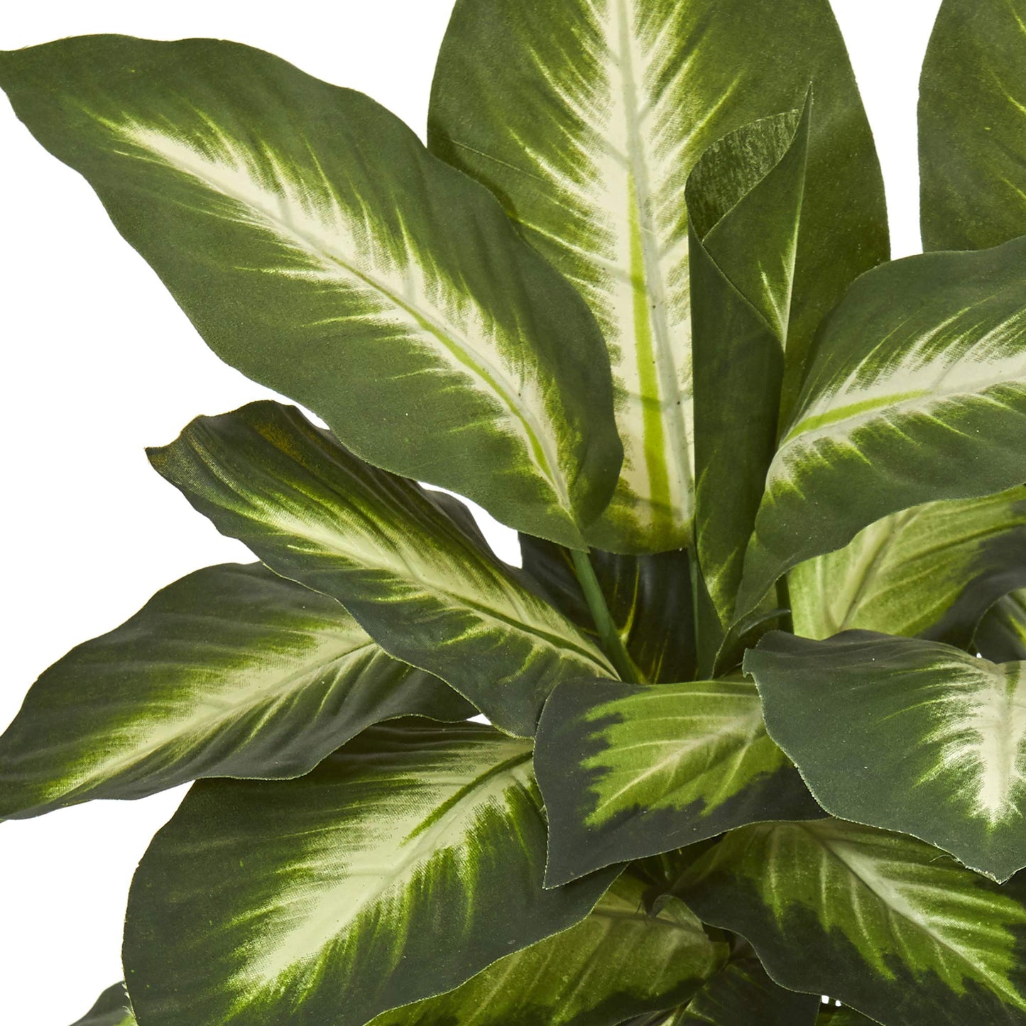 Nearly Natural Artificial Dieffenbachia Plant Faux Greenery in Ceramic Planter for Indoor Home Decor