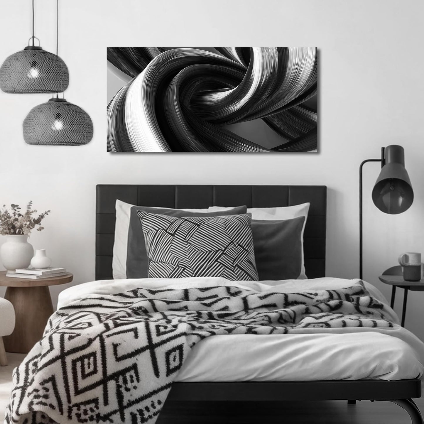 CIRABKY Abstract Canvas Wall Art for Living Room Black and White Wall Decor for Bedroom Minimalist Wall Art for Office 20 x 40 Inch