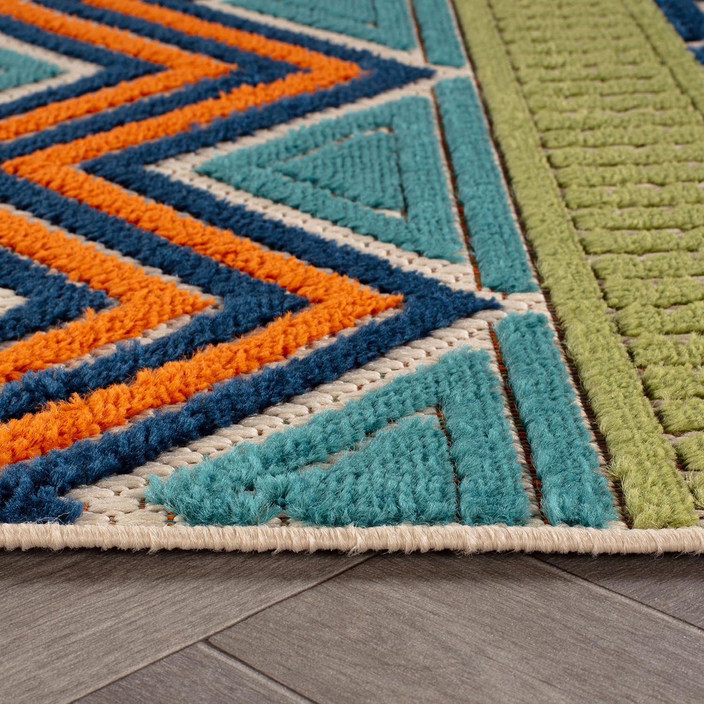 Rugshop Multi Marbella Boho Indoor/Outdoor Square Area Rug, Machine Washable for Patio, Dining Nook and Balcony 6'6" x 6'6" Square