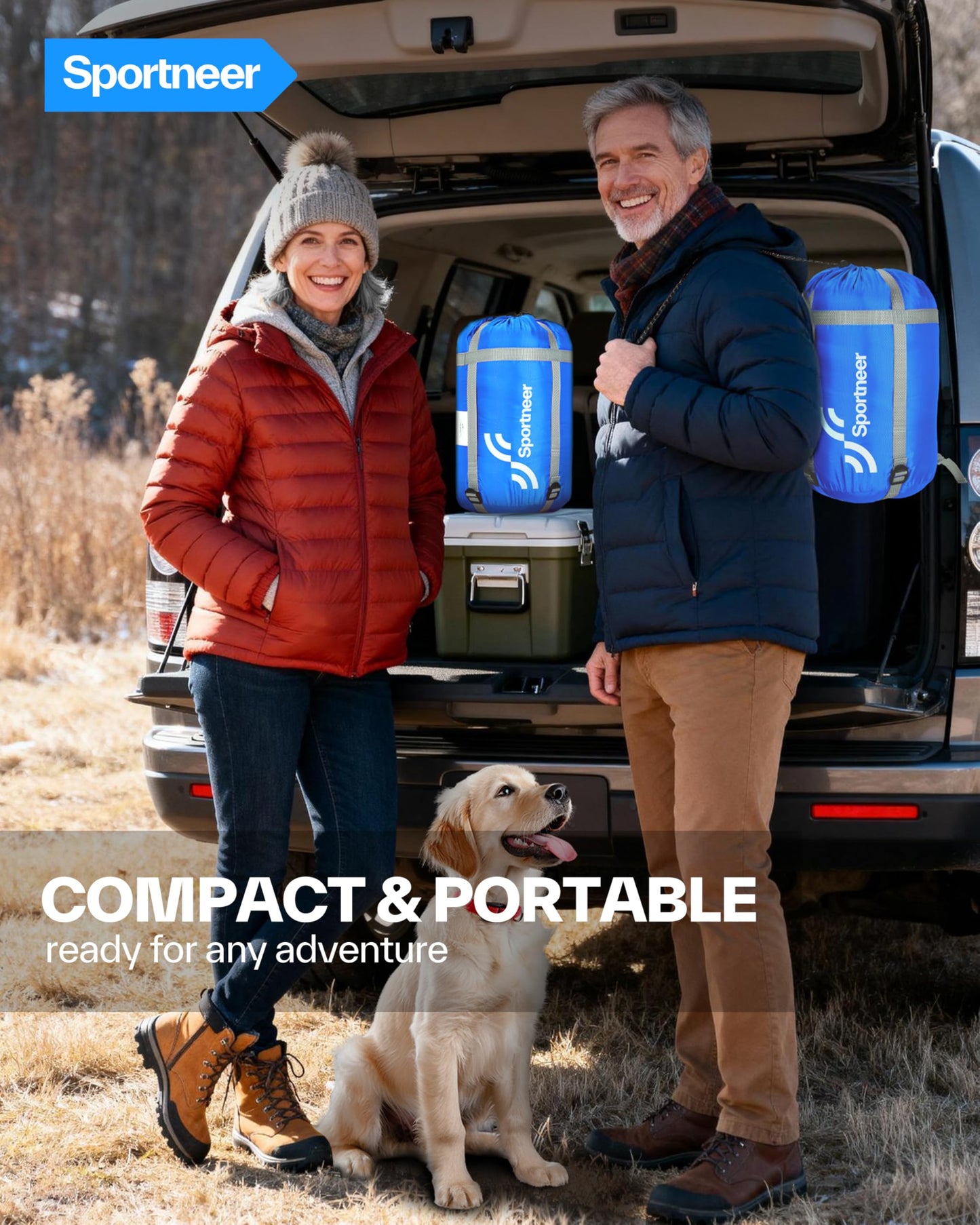 Sportneer 0 Degree Wearable Sleeping Bag for Adults & Kids – Walkable with Arm Zippers, Waterproof & Warm to 32°F, Compact for Camping, Stadiums, Travel, Backpacking & Car Use