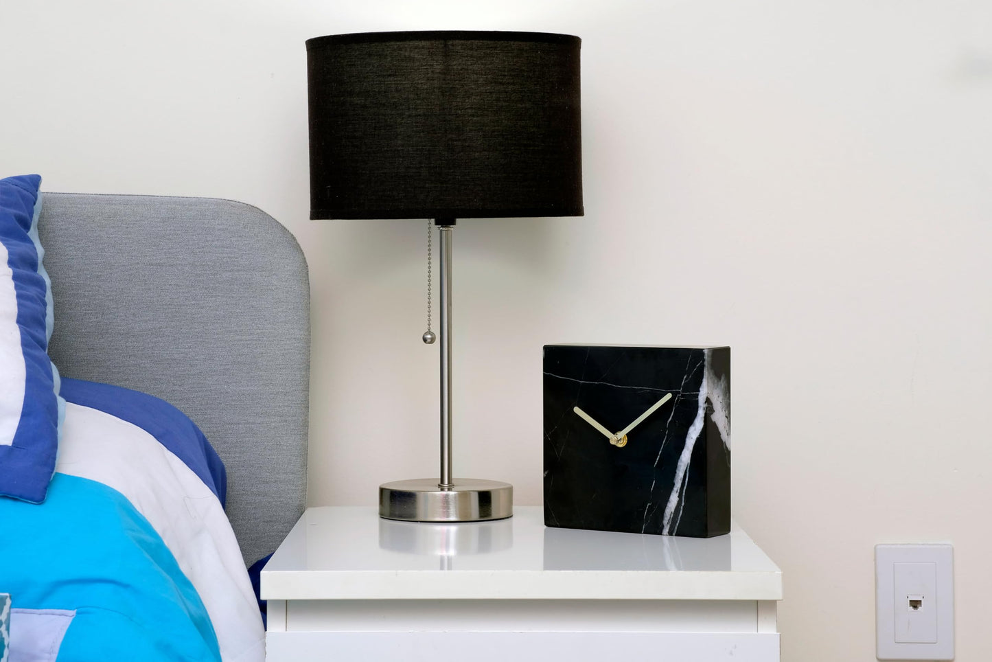 AD Furnishes Solid Marble Modern Mantle Clock, Minimalist Clock - Sleek Marble Fireplace Decor with Unique Streaks, Square Analog Design for Decorations in Living Room and Mantel Decoration Fireplace