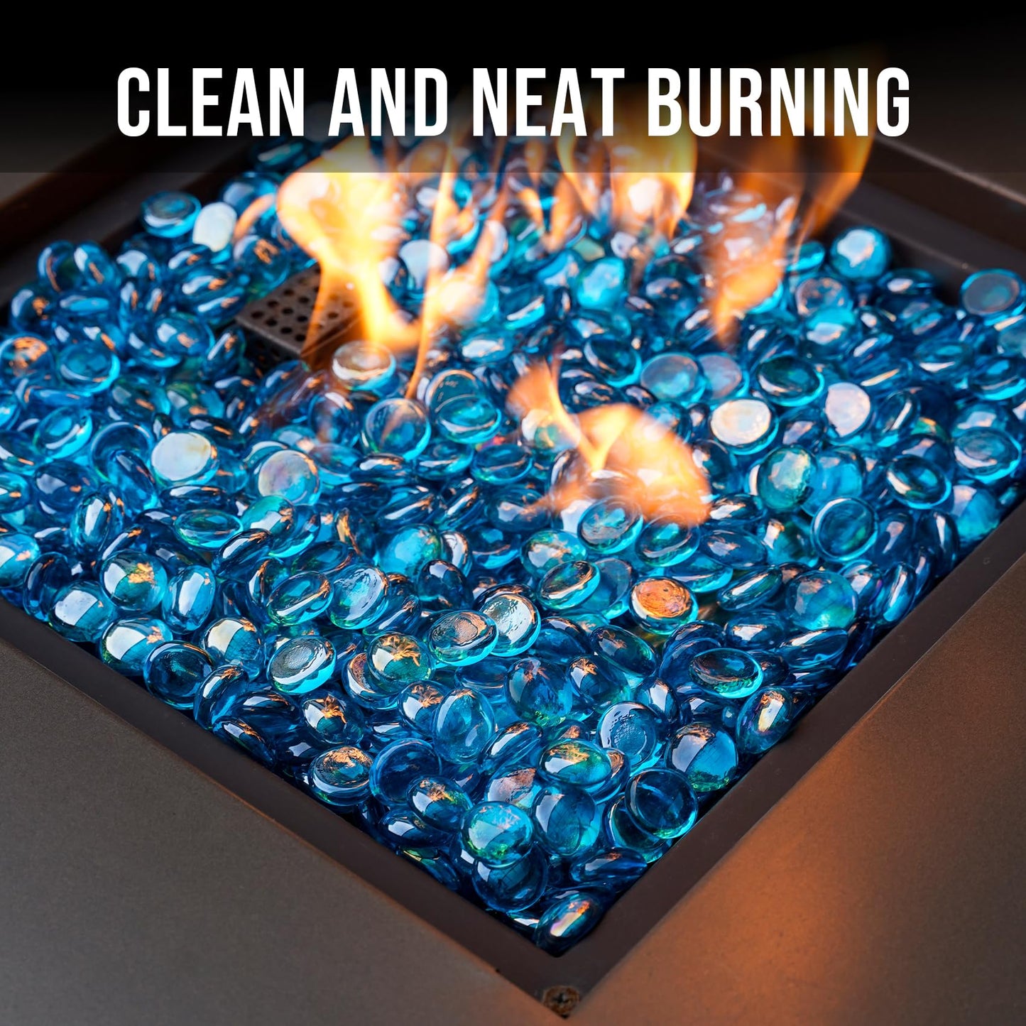 Skyflame 10-Pound Fire Glass Beads for Fire Pit Fireplace, 1/2-Inch Size Caribbean Blue Luster Decorative Blended Fireglass Drops for Landscaping