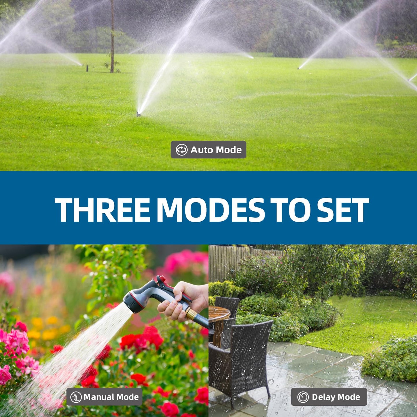 TiFFCOFiO Sprinkler Timer Outdoor, Digital Programmable for Garden Hose, Irrigrtion Timer with Rain Delay and Manual Mode (2 Oulets, 1 Pack)