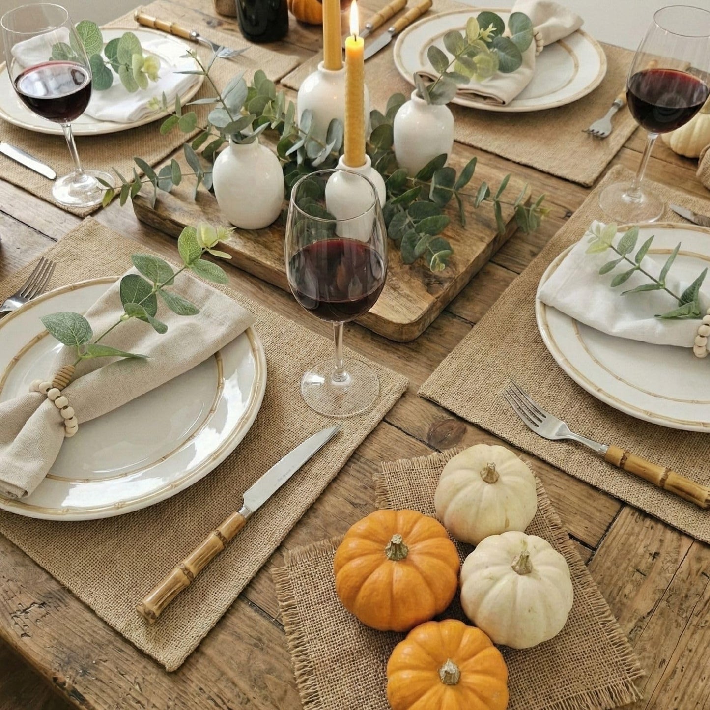 Maison Charlo Eucalyptus Napkin Rings Set of 4, Handmade Green Leaf Napkin Ring Holders, Natural Table Decor for Dining, Wedding, Rustic & Modern Table Settings