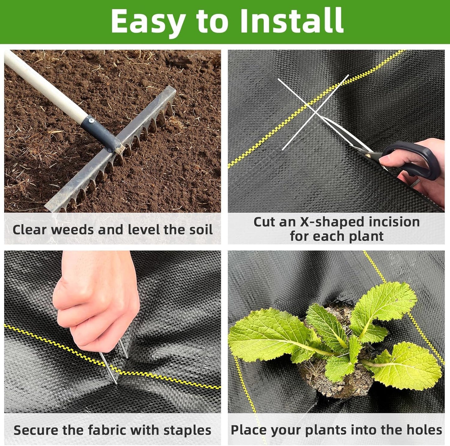 Shade&Beyond 4ftx300ft Weed Barrier Fabric, 3.5oz Heavy Duty Permeable Landscape Fabric, Woven UV Resistant Ground Cover with Staples for Gardens/Yards/Landscaping
