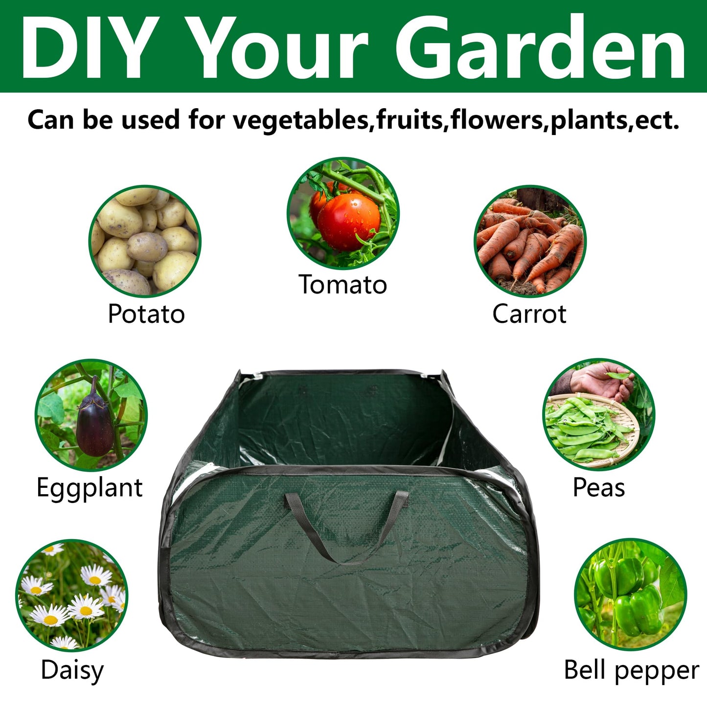 EBaokuup 47 x 24 x 12 Inch PE Pop-up Rectangular Planting Bag, Wire Support Rectangle Plant Growing Bag, UV Protected Rectangular Planter Bed for Garden Vegetable Flowers Fruit