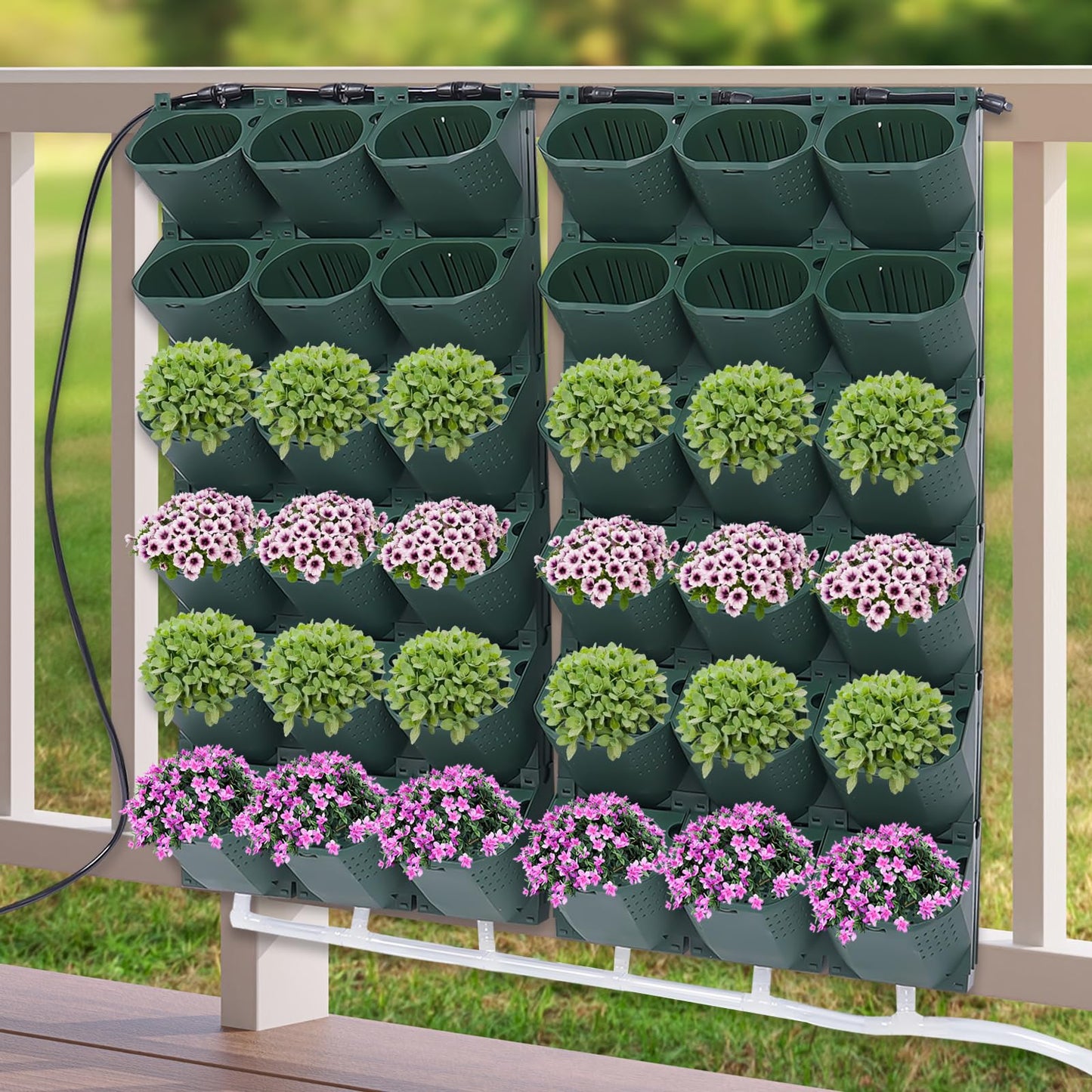 banborba Self Watering Wall Planter with 36 Pots, Wall Planters for Indoor Plants, Vertical Garden Planter, Wall Mounted Plastic Plant Grow Pots for Fruits Vegetables Flowers Herbs (Green)